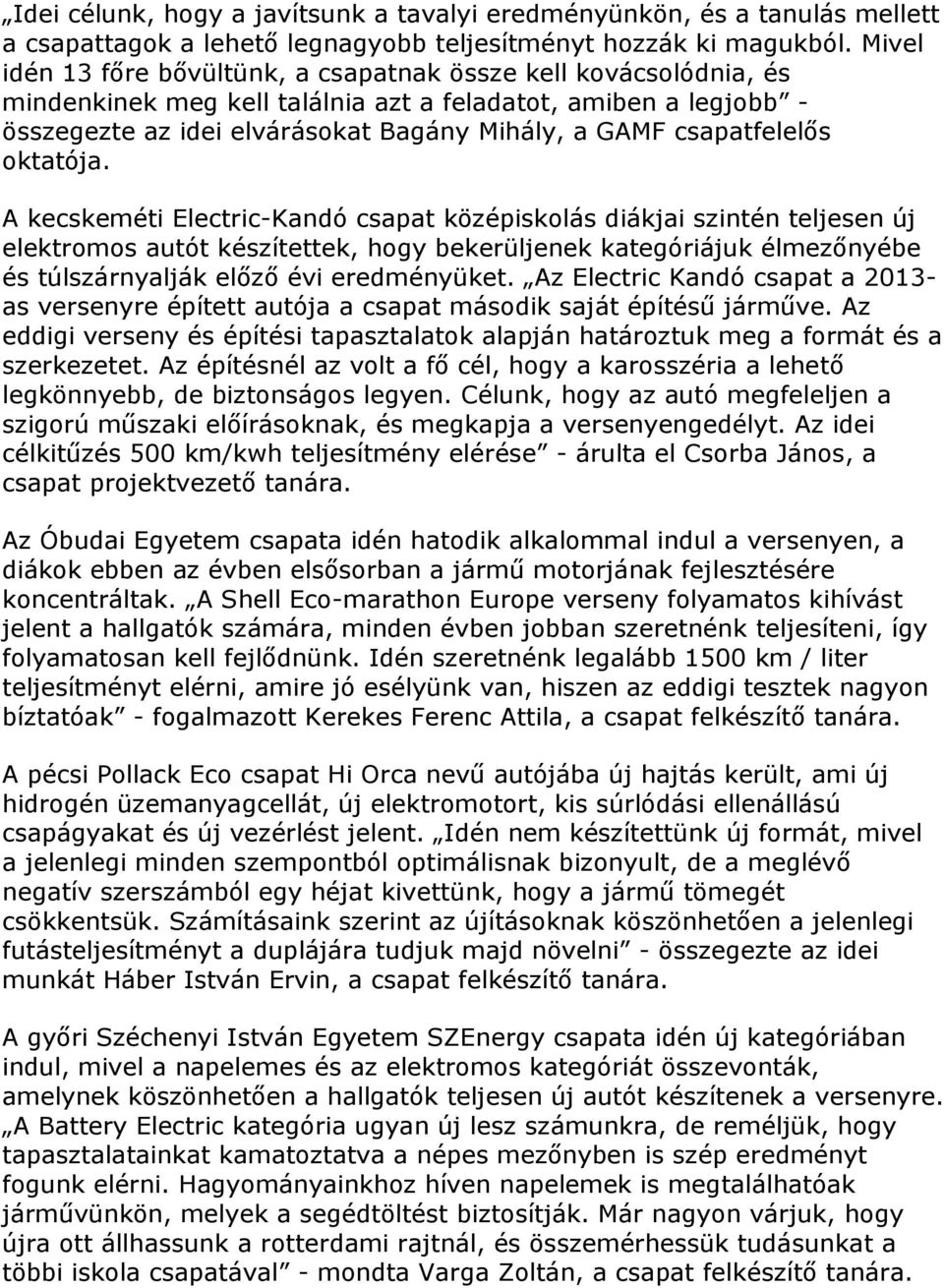 csapatfelelős oktatója.