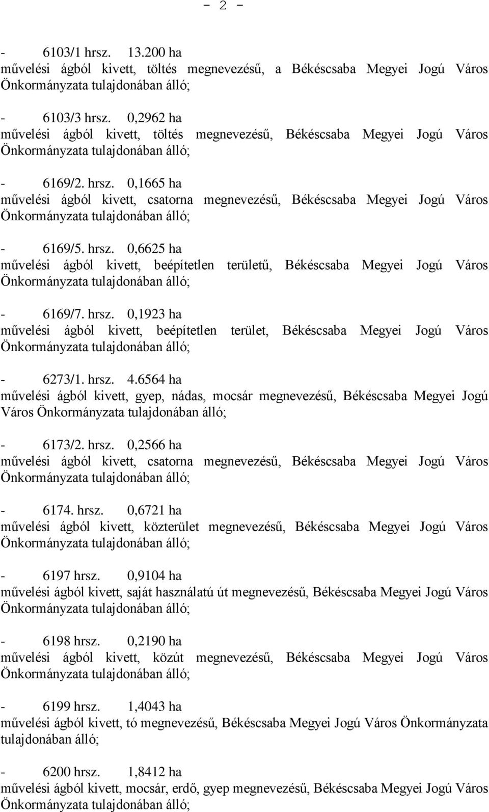 hrsz. 0,1923 ha művelési ágból kivett, beépítetlen terület, Békéscsaba Megyei Jogú Város - 6273/1. hrsz. 4.