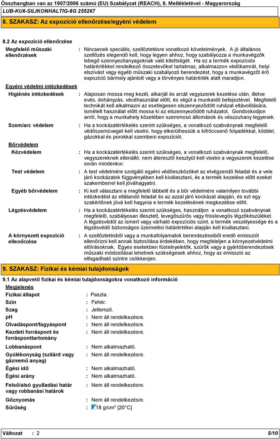 környezeti expozíció ellenőrzése 9.