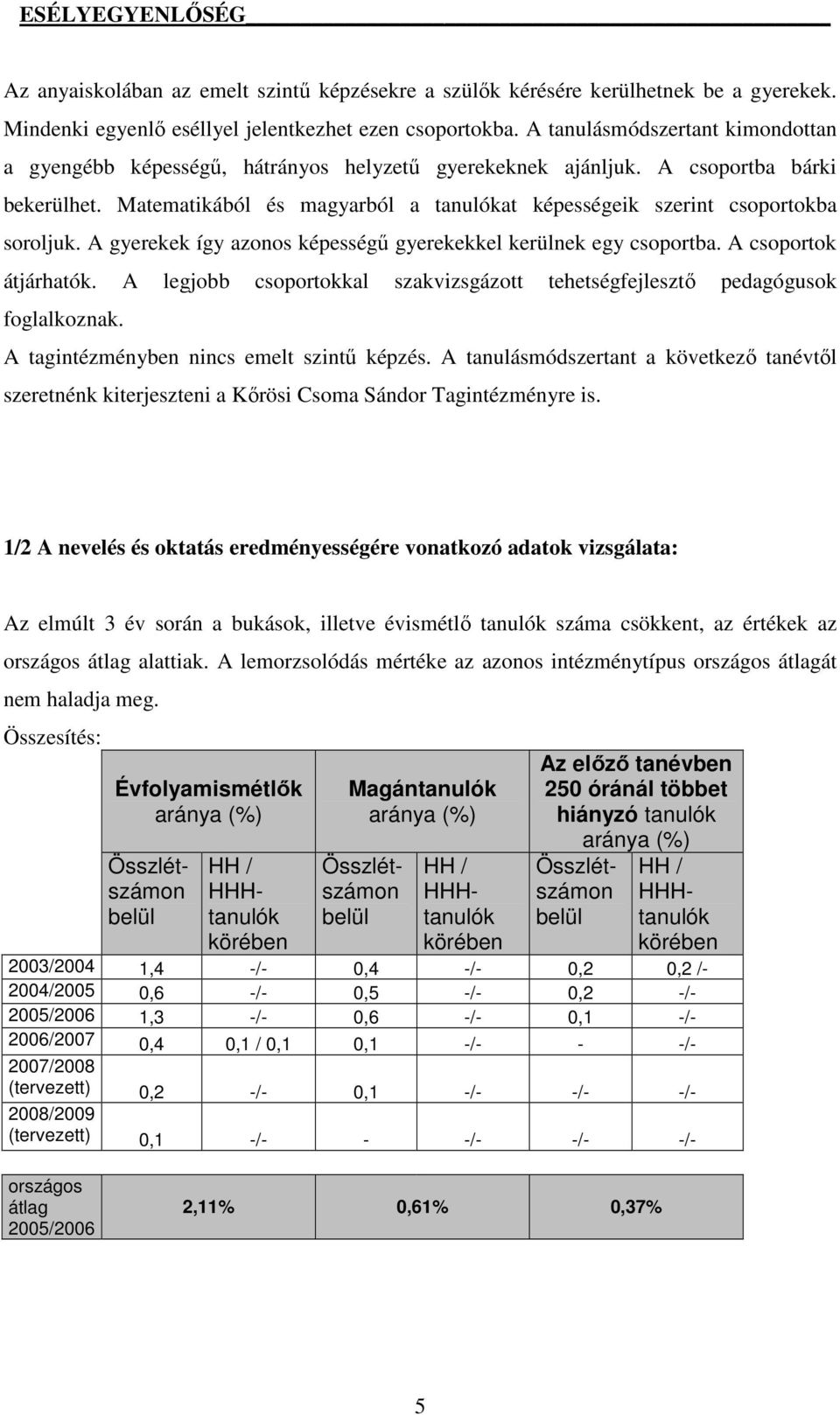 A gyerekek így azonos képességő gyerekekkel kerülnek egy csoportba. A csoportok átjárhatók. A legjobb csoportokkal szakvizsgázott tehetségfejlesztı pedagógusok foglalkoznak.