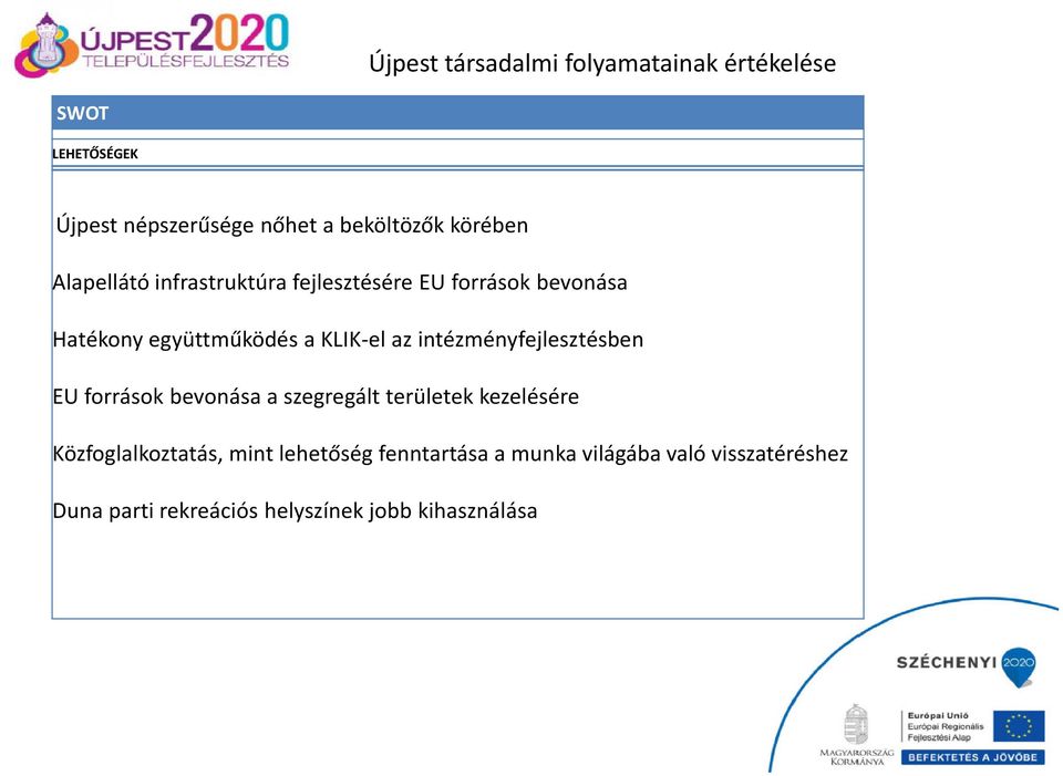 az intézményfejlesztésben EU források bevonása a szegregált területek kezelésére Közfoglalkoztatás,