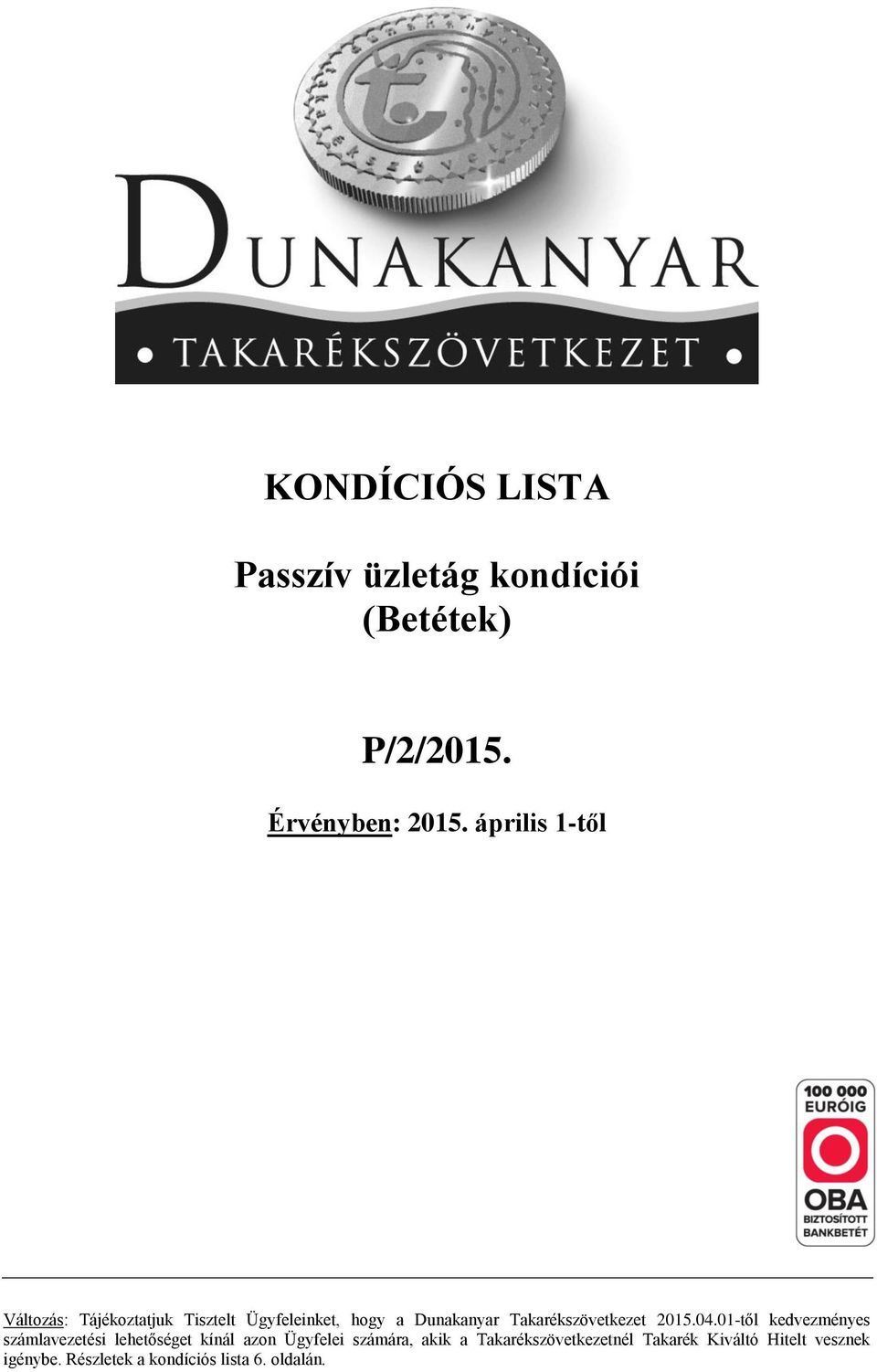 Takarékszövetkezet 2015.04.