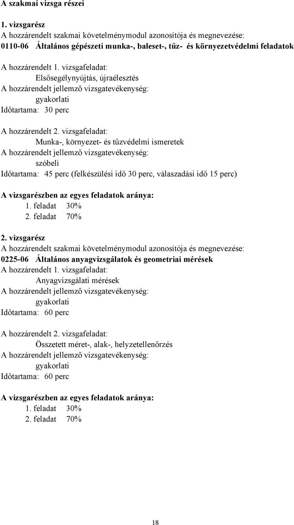 vizsgafeladat: Elsősegélynyújtás, újraélesztés A hozzárendelt jellemző vizsgatevékenység: Időtartama: 30 perc A hozzárendelt 2.