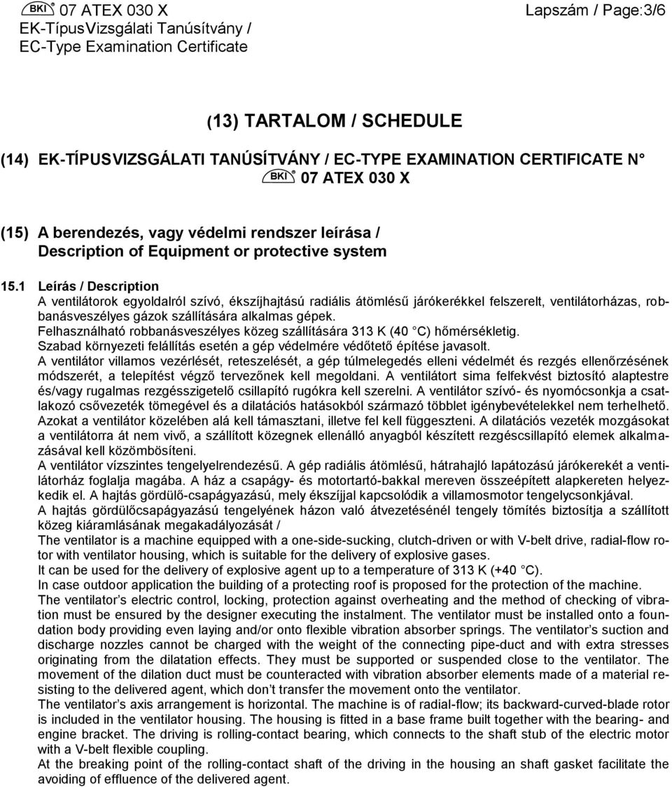EK-TípusVizsgálati Tanúsítvány EC-Type Examination Certificate - PDF  Ingyenes letöltés