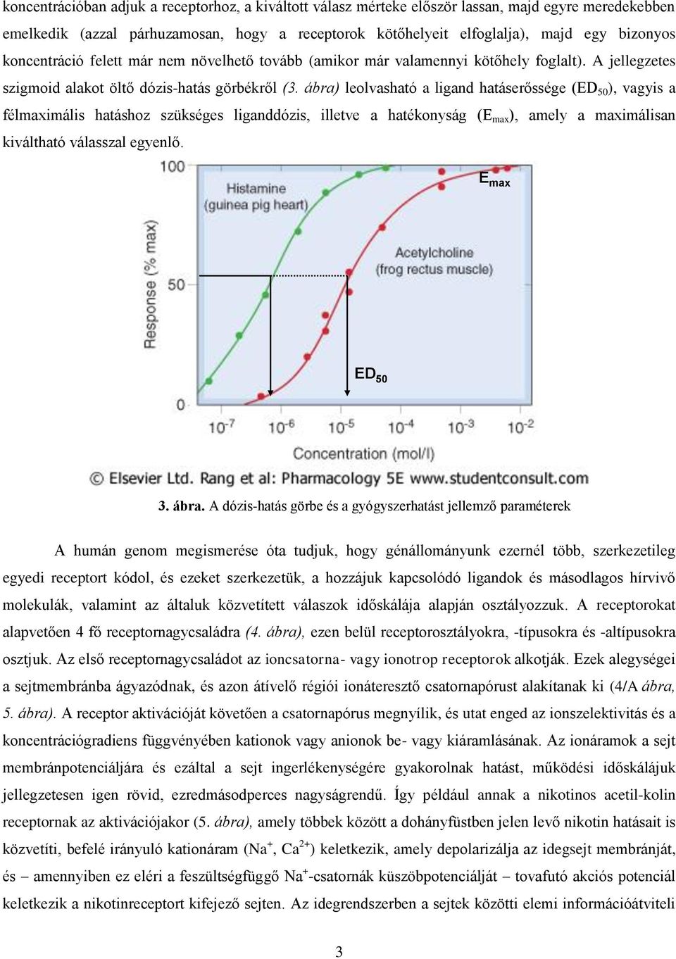 ábra) leolvasható a ligand hatáserőssége (ED 50 ), vagyis a félmaximális hatáshoz szükséges liganddózis, illetve a hatékonyság (E max ), amely a maximálisan kiváltható válasszal egyenlő.