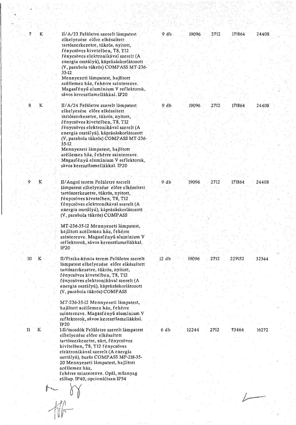 1P2 9 db 1996 2712 171864 2448 9 db 1996 2712 171864 2448 9 11/Angol terem Felületre szerelt 9 db 1996 2712 171864 2448 lámpatest (V, parabola tükrös) COMPASS MT-236- Mennyezeti lámpatest, hajlított