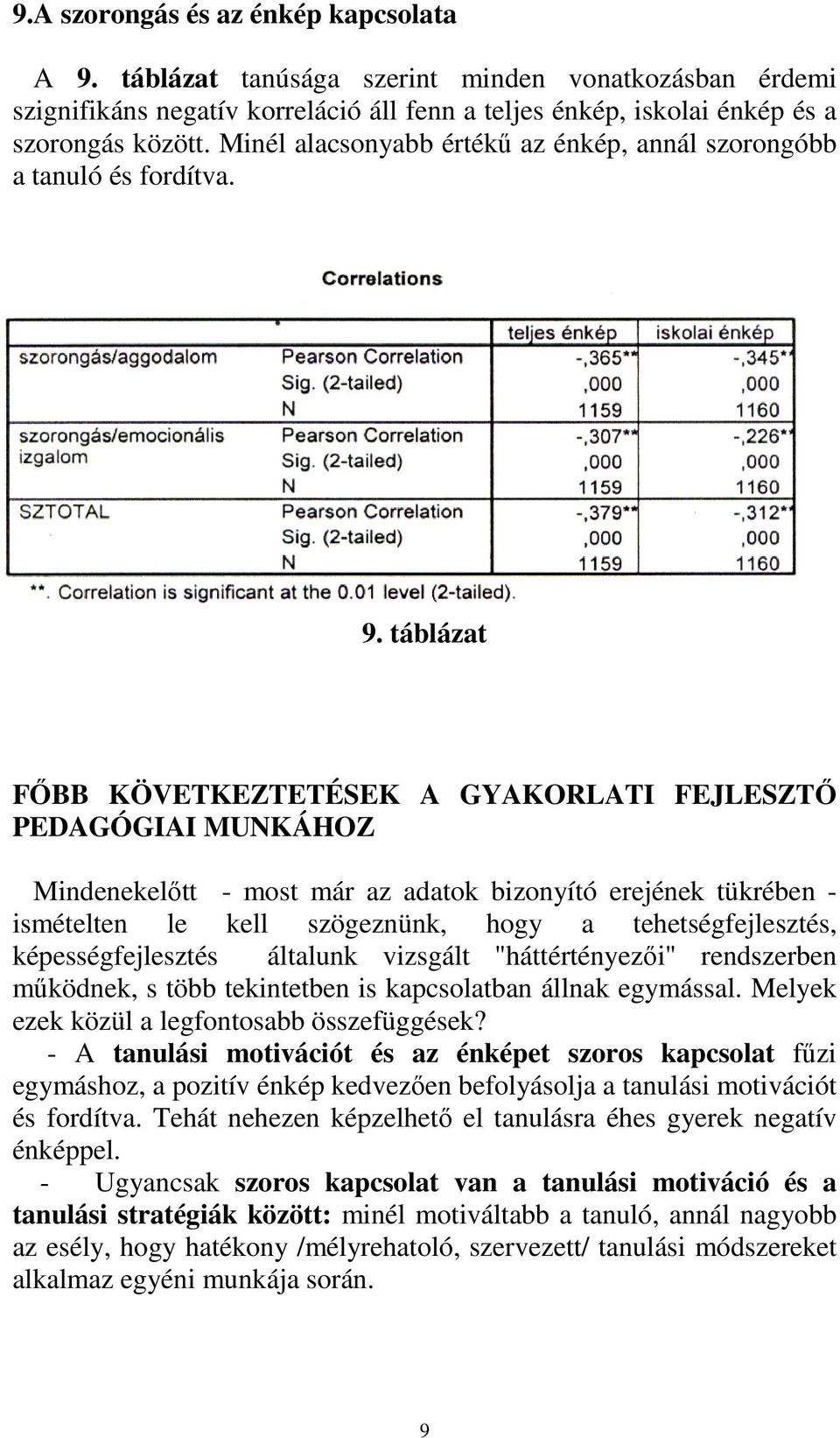 táblázat FŐBB KÖVETKEZTETÉSEK A GYAKORLATI FEJLESZTŐ PEDAGÓGIAI MUNKÁHOZ Mindenekelőtt - most már az adatok bizonyító erejének tükrében - ismételten le kell szögeznünk, hogy a tehetségfejlesztés,