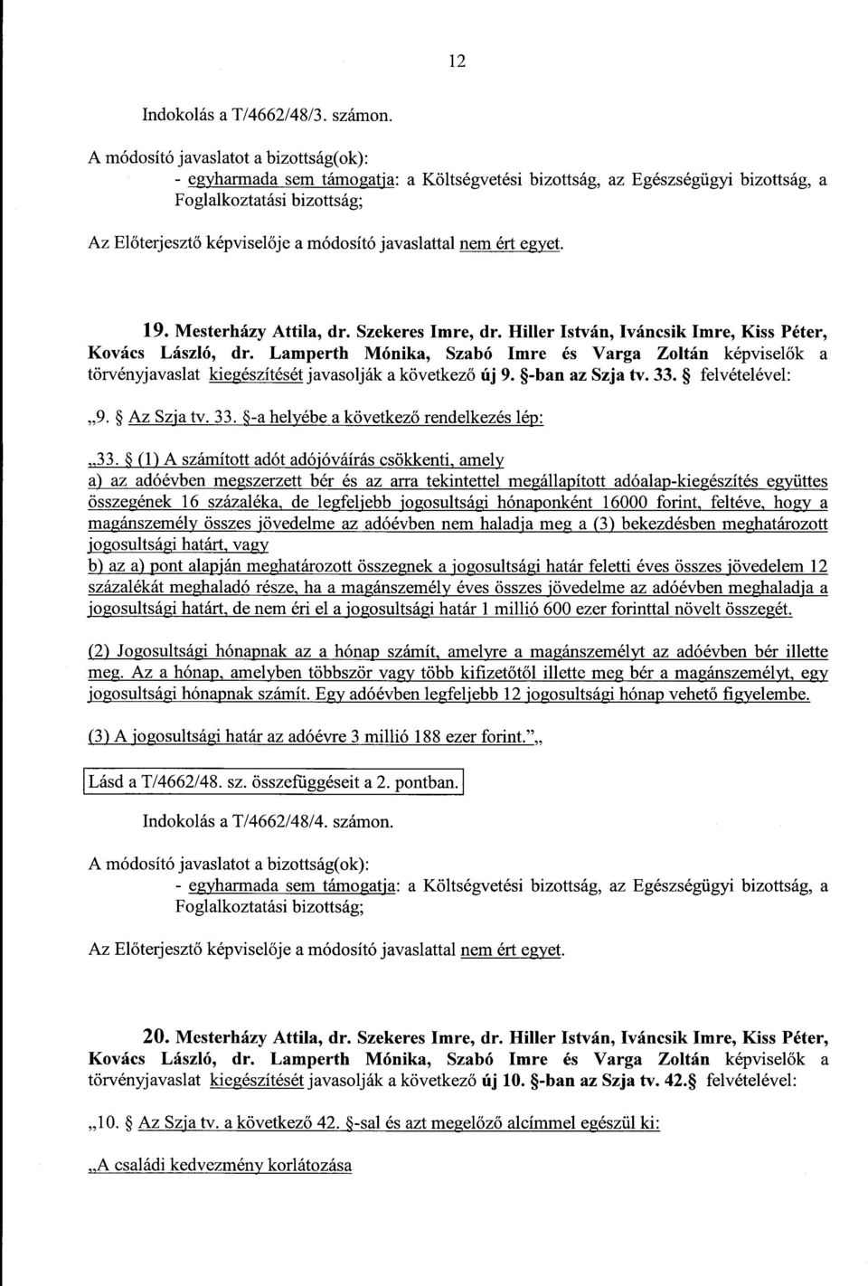 Mesterházy Attila, dr. Szekeres Imre, dr. Hiller István, Iváncsik Imre, Kiss Péter, Kovács László, dr.