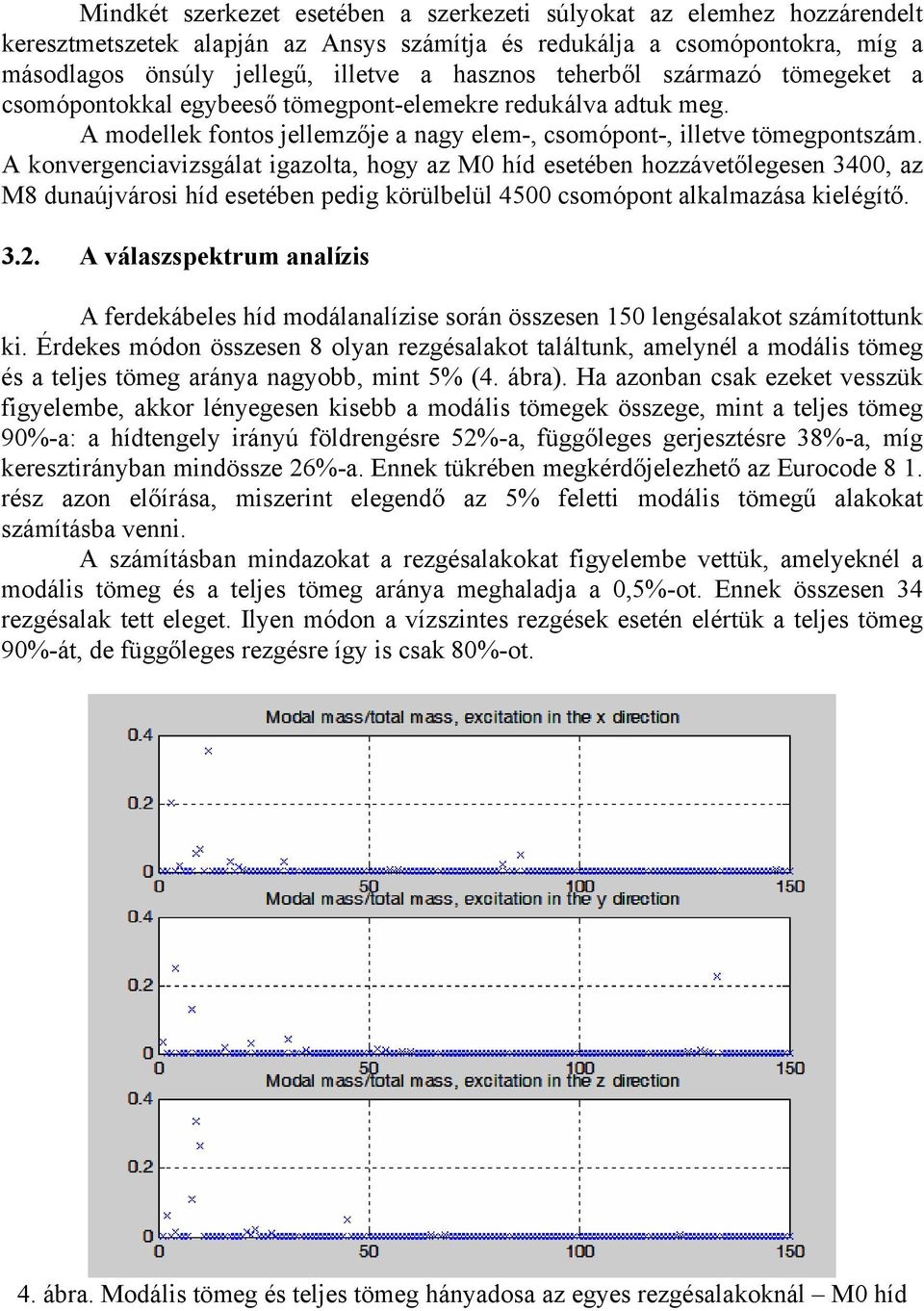 A konvergenciavizsgálat igazolta, hogy az M0 híd esetében hozzávetőlegesen 3400, az M8 dunaújvárosi híd esetében pedig körülbelül 4500 csomópont alkalmazása kielégítő. 3.2.