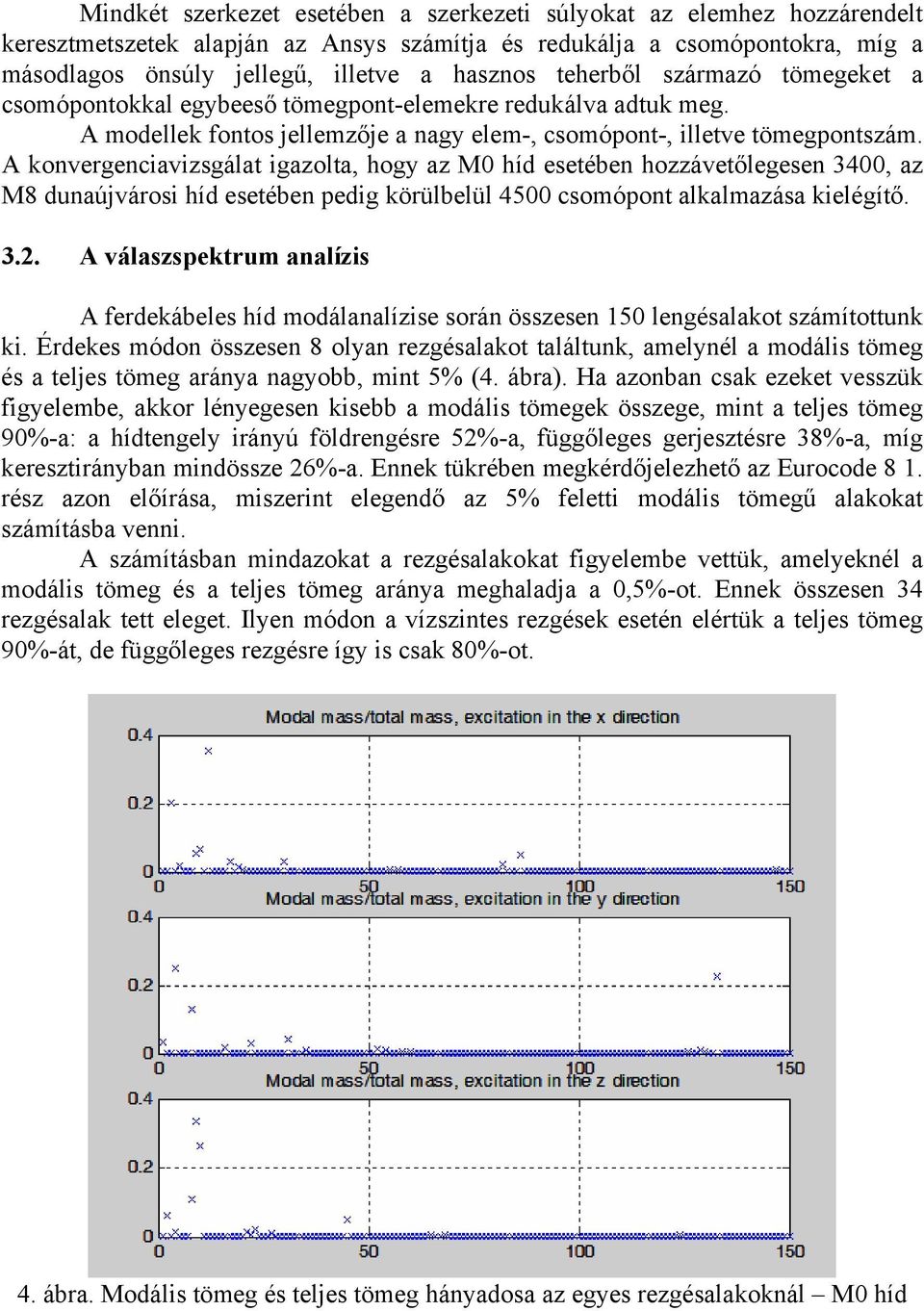 A konvergenciavizsgálat igazolta, hogy az M0 híd esetében hozzávetőlegesen 3400, az M8 dunaújvárosi híd esetében pedig körülbelül 4500 csomópont alkalmazása kielégítő. 3.2.