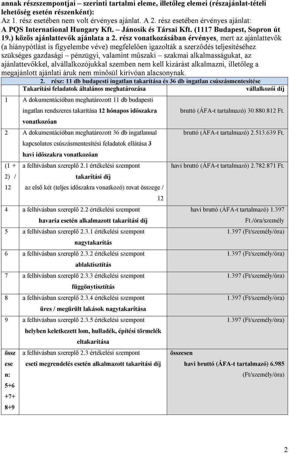 rész vonatkozásában érvényes, mert az ajánlattevők (a hiánypótlást is figyelembe véve) megfelelően igazolták a szerződés teljesítéséhez szükséges gazdasági pénzügyi, valamint műszaki szakmai