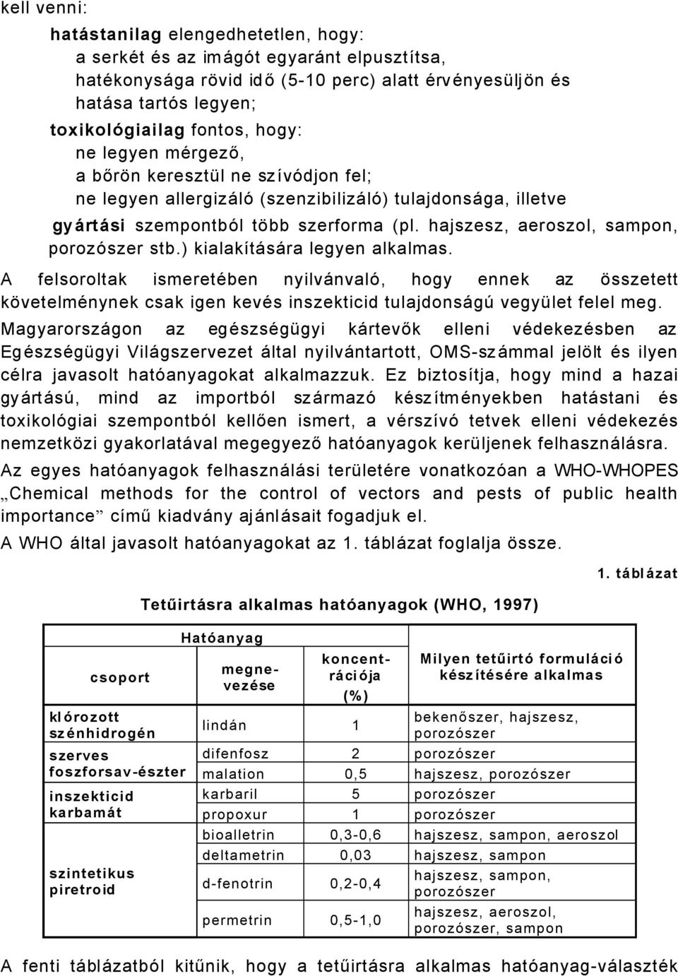 ) kialakötåsåra legyen alkalmas. A felsoroltak ismeretäben nyilvånvalé, hogy ennek az ásszetett kávetelmänynek csak igen keväs inszekticid tulajdonsågä vegyàlet felel meg.