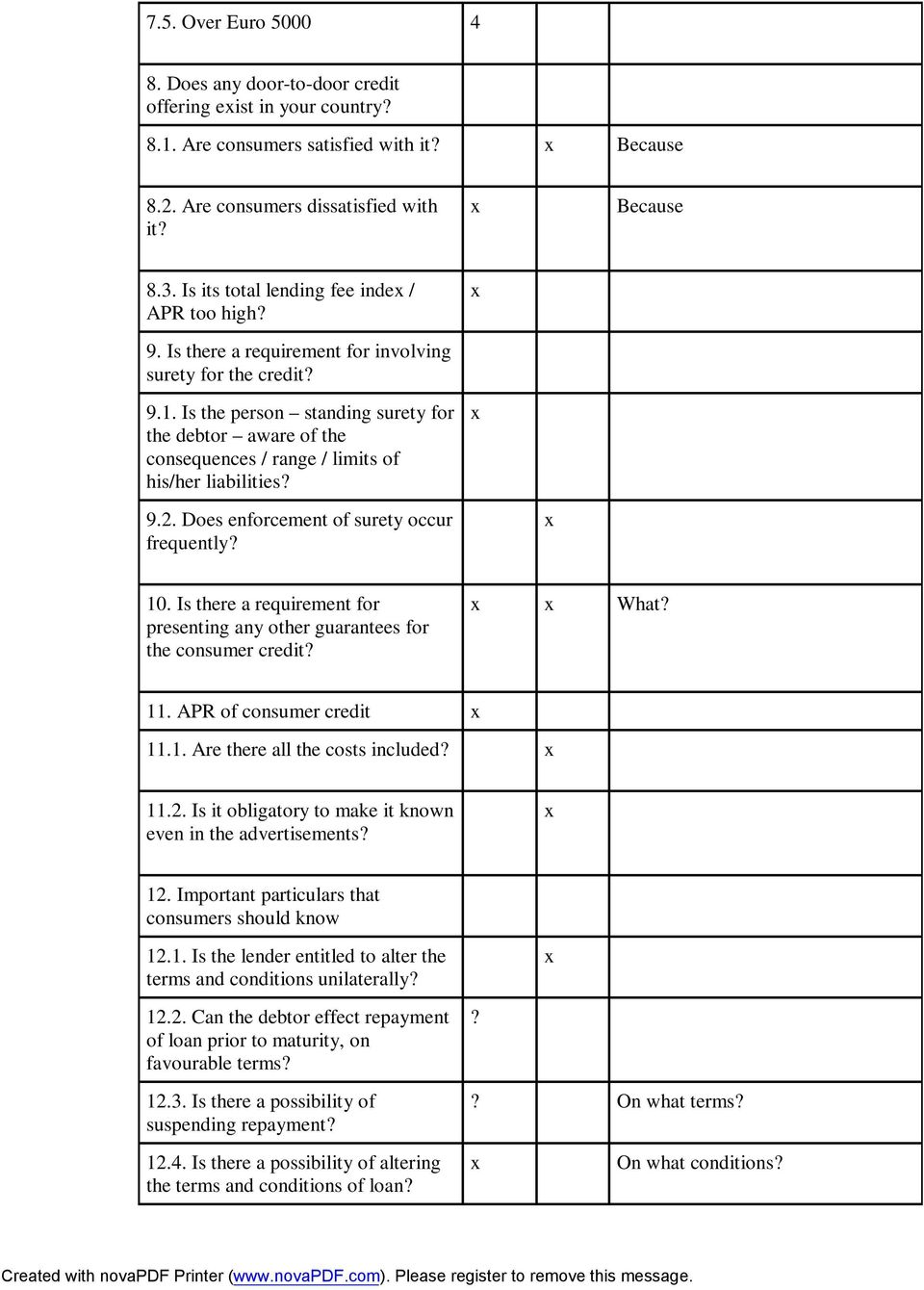 Is the person standing surety for the debtor aware of the consequences / range / limits of his/her liabilities? 9.2. Does enforcement of surety occur frequently? 10.