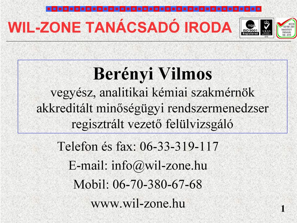 regisztrált vezető felülvizsgáló Telefon és fax: