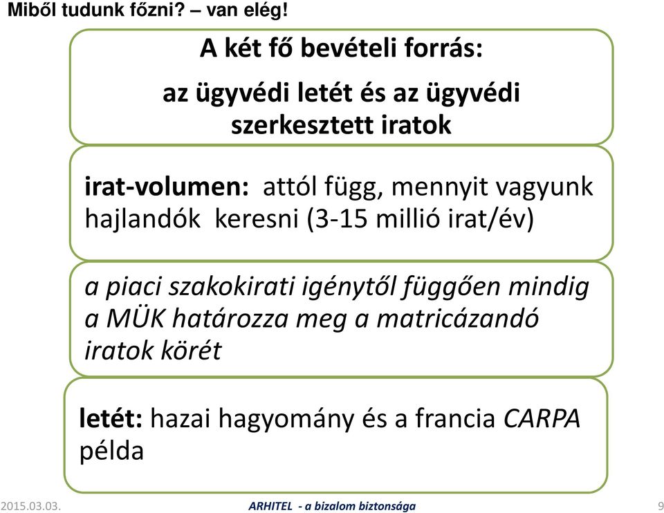 attól függ, mennyit vagyunk hajlandók keresni (3-15 millió irat/év) a piaci szakokirati