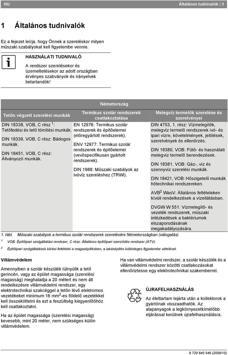 Németország Tetőn végzett szerelési munkák DIN 8338, VO, C rész : Tetőfedési és tető tömítési munkák. DIN 8339, VO, C rész: ádogos munkák. DIN 845, VO, C rész: Állványozó munkák.