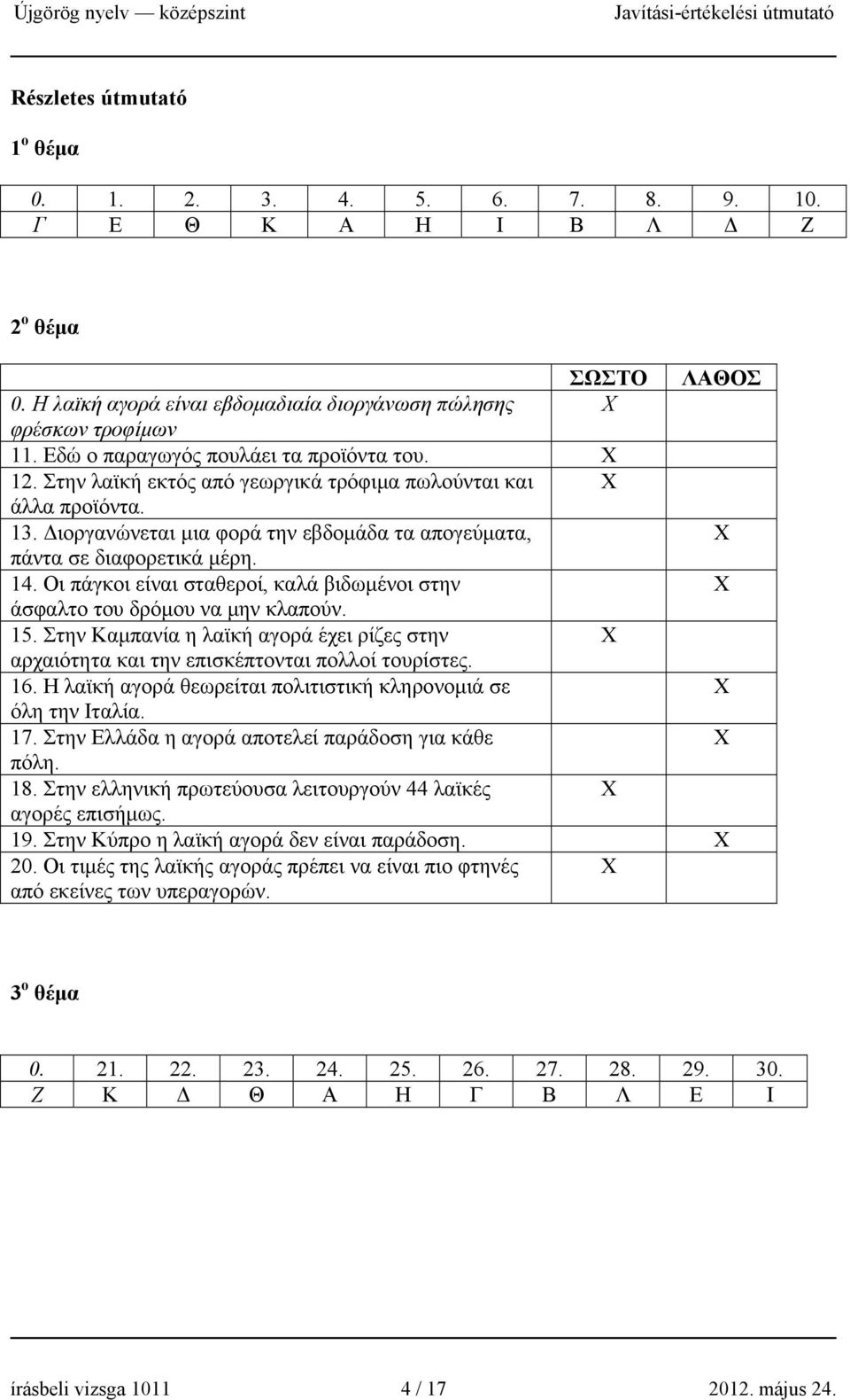 14. Οι πάγκοι είναι σταθεροί, καλά βιδωμένοι στην Χ άσφαλτο του δρόμου να μην κλαπούν. 15. Στην Καμπανία η λαϊκή αγορά έχει ρίζες στην Χ αρχαιότητα και την επισκέπτονται πολλοί τουρίστες. 16.