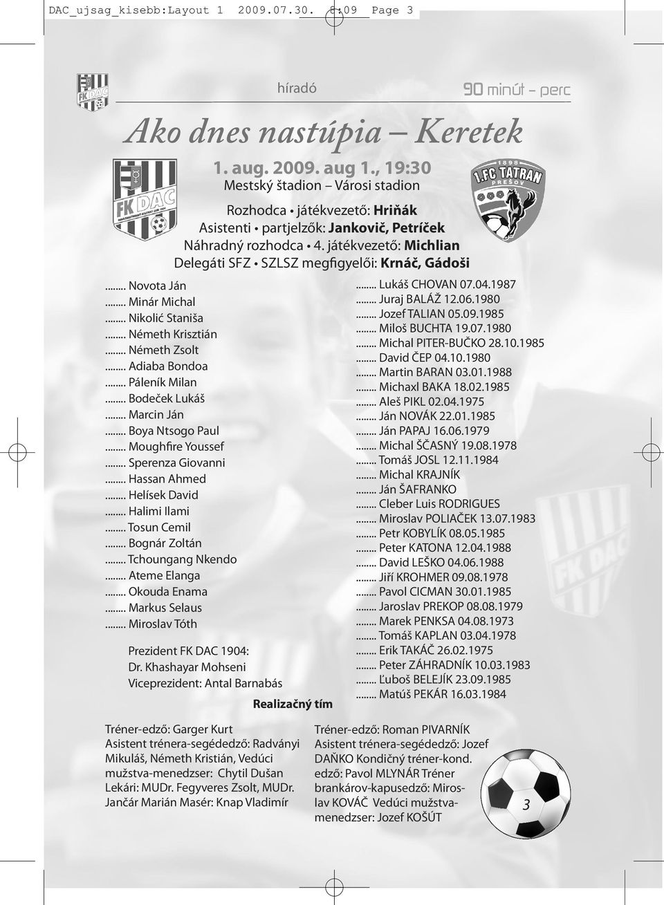 .. Novota Ján... Minár Michal... Nikolić Staniša... Németh Krisztián... Németh Zsolt... Adiaba Bondoa... Páleník Milan... Bodeček Lukáš... Marcin Ján... Boya Ntsogo Paul... Moughfire Youssef.