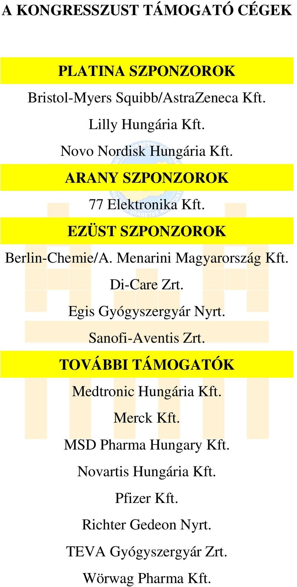 Menarini Magyarország Kft. Di-Care Zrt. Egis Gyógyszergyár Nyrt. Sanofi-Aventis Zrt.