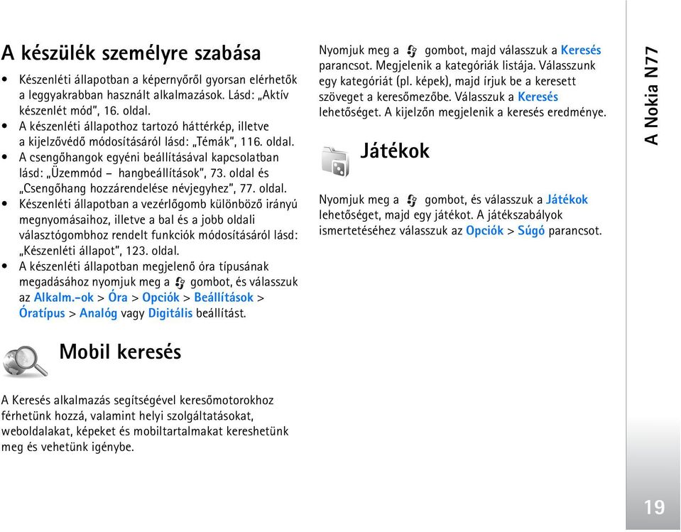 oldal és Csengõhang hozzárendelése névjegyhez, 77. oldal.