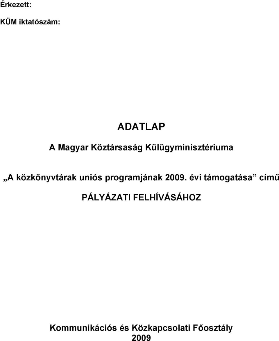 uniós programjának 2009.