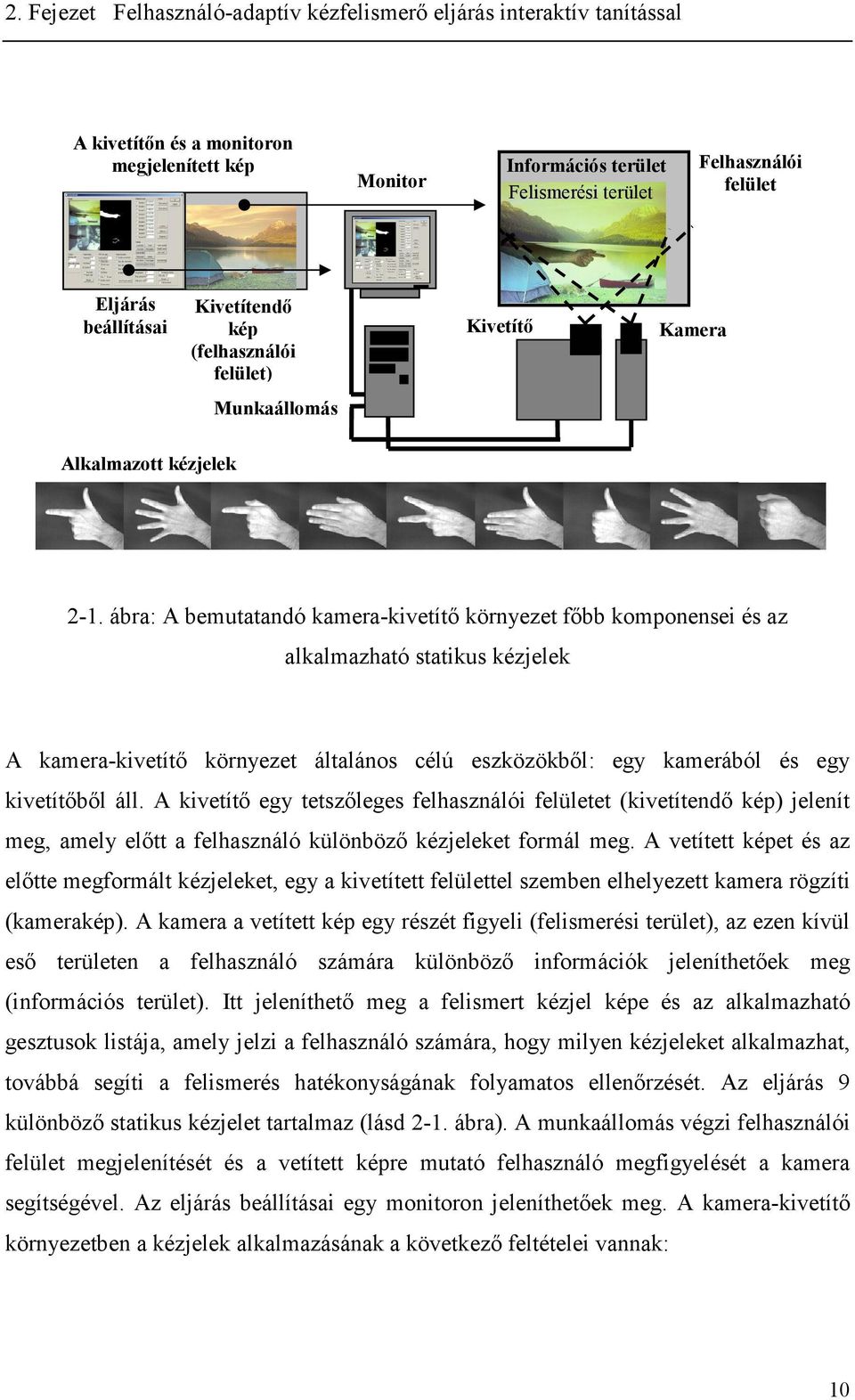 áa: A emutatandó kamea-kvetítő könyezet fő komponense és az alkalmazható statkus kézjelek A kamea-kvetítő könyezet általános célú eszközökől: ey kameáól és ey kvetítőől áll.