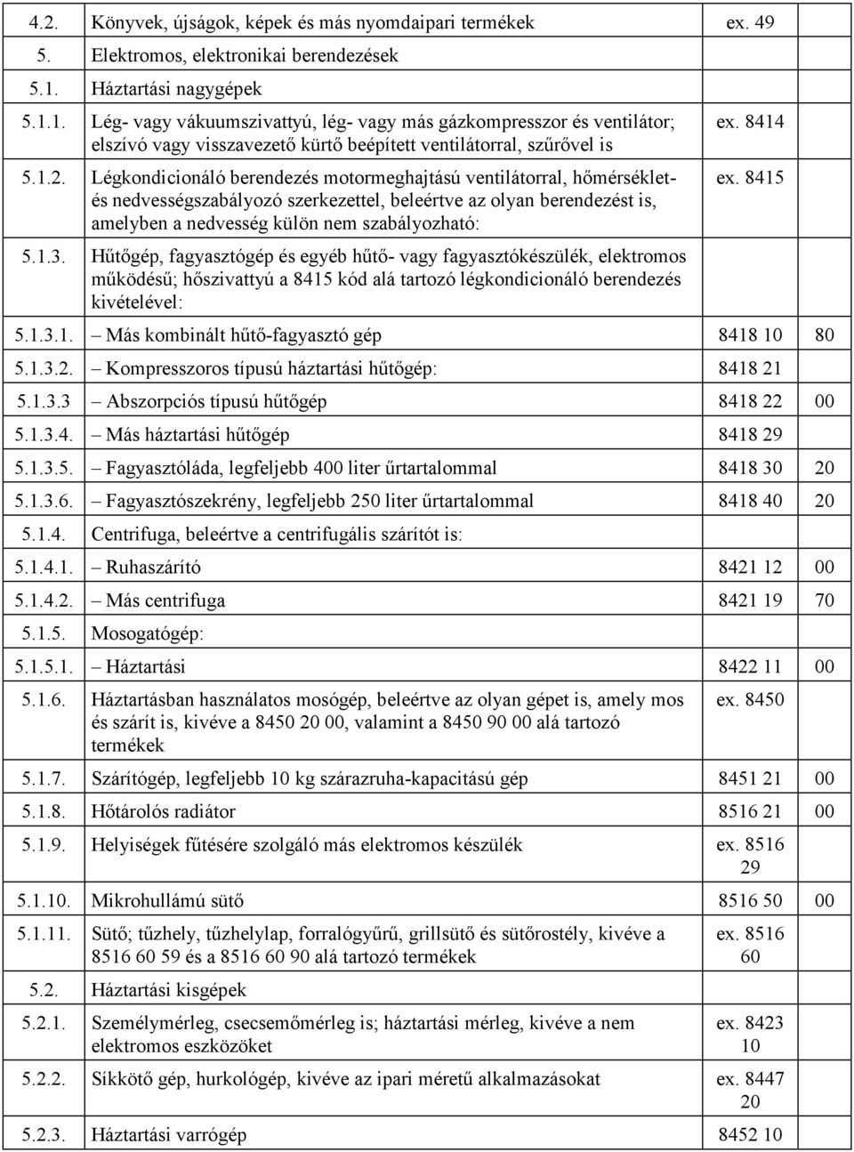 Légkondicionáló berendezés motormeghajtású ventilátorral, hőmérsékletés nedvességszabályozó szerkezettel, beleértve az olyan berendezést is, amelyben a nedvesség külön nem szabályozható: 5.1.3.