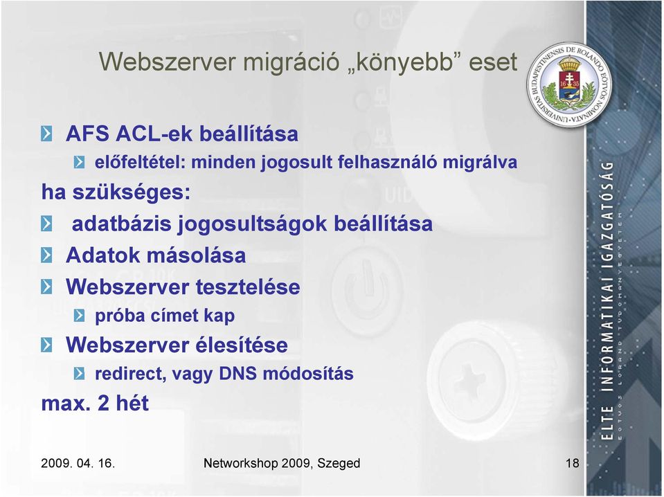 beállítása Adatok másolása Webszerver tesztelése próba címet kap Webszerver