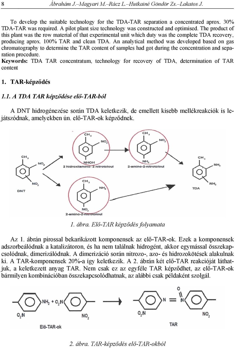 100% TAR and clean TDA. An analytical method was developed based on gas chromatography to determine the TAR content of samples had got during the concentration and separation procedure.