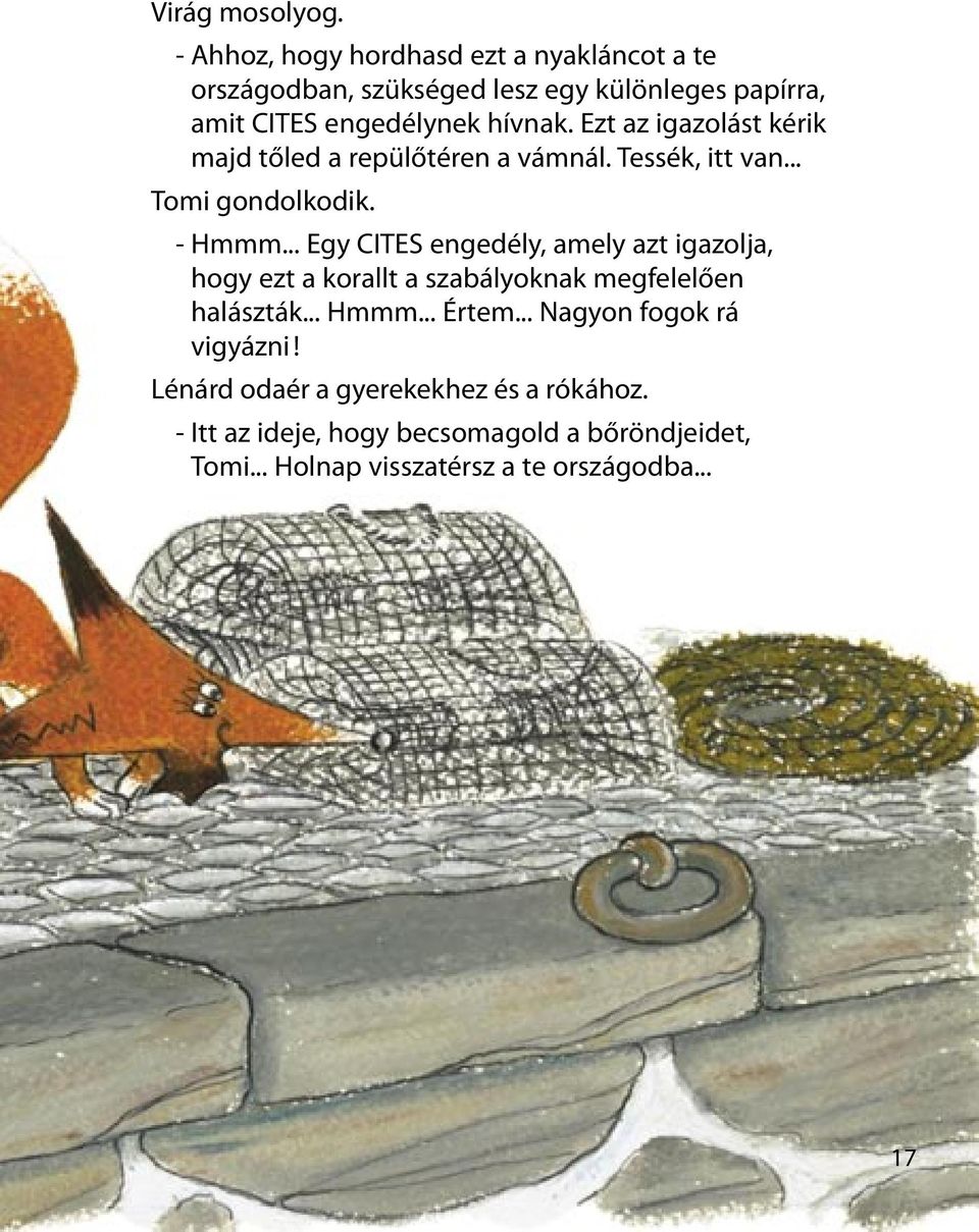 Ezt az igazolást kérik majd tőled a repülőtéren a vámnál. Tessék, itt van... Tomi gondolkodik. - Hmmm.