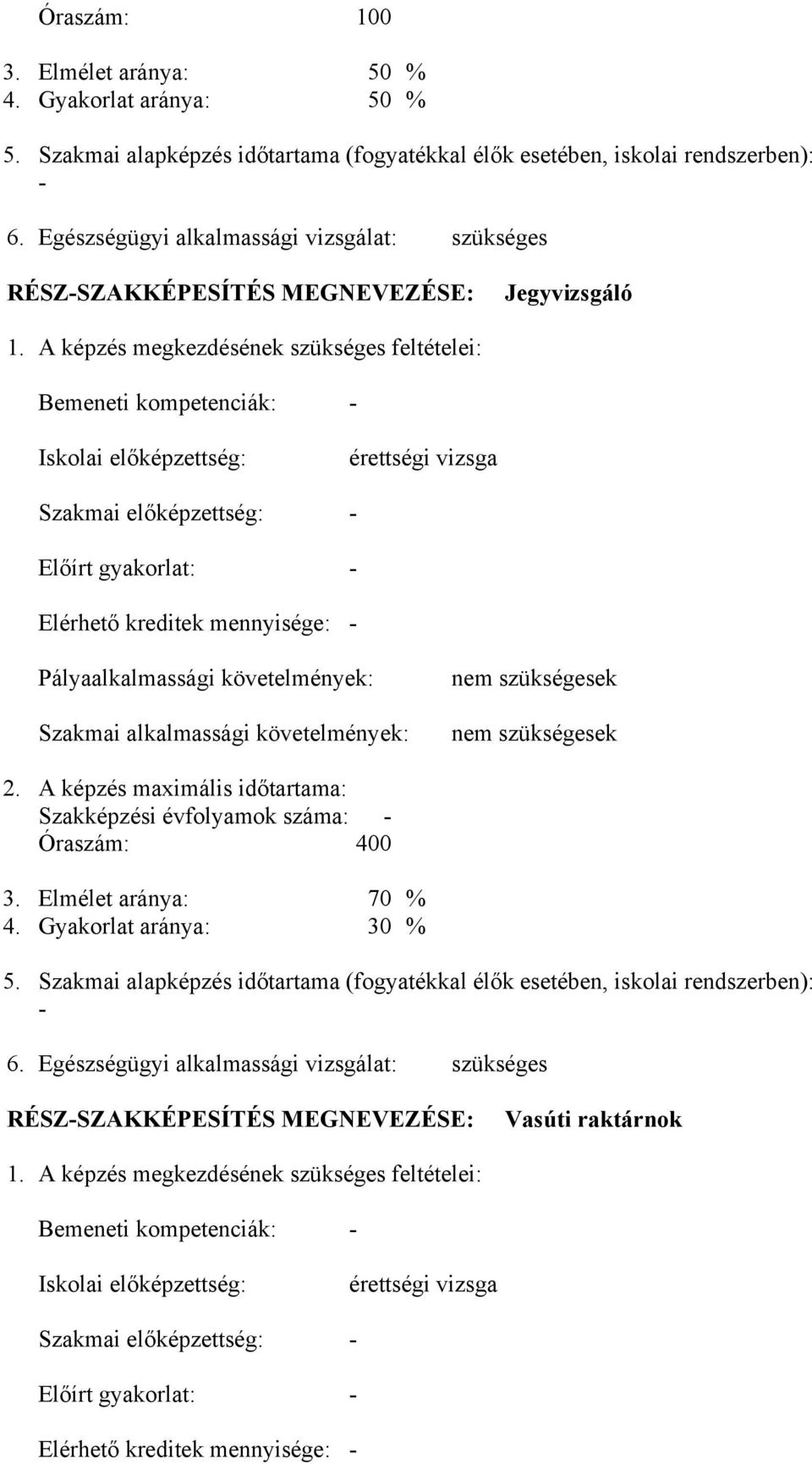 A képzés megkezdésének szükséges feltételei: Bemeneti kompetenciák: - Iskolai előképzettség: érettségi vizsga Szakmai előképzettség: - Előírt gyakorlat: - Elérhető kreditek mennyisége: -