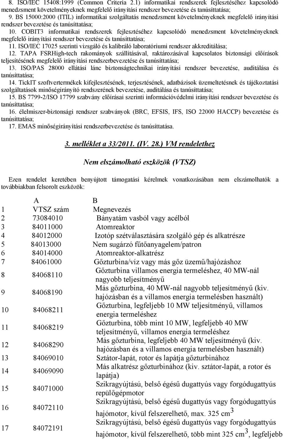 COBIT3 informatikai rendszerek fejlesztéséhez kapcsolódó menedzsment követelményeknek megfelelő irányítási rendszer bevezetése és tanúsíttatása; 11.