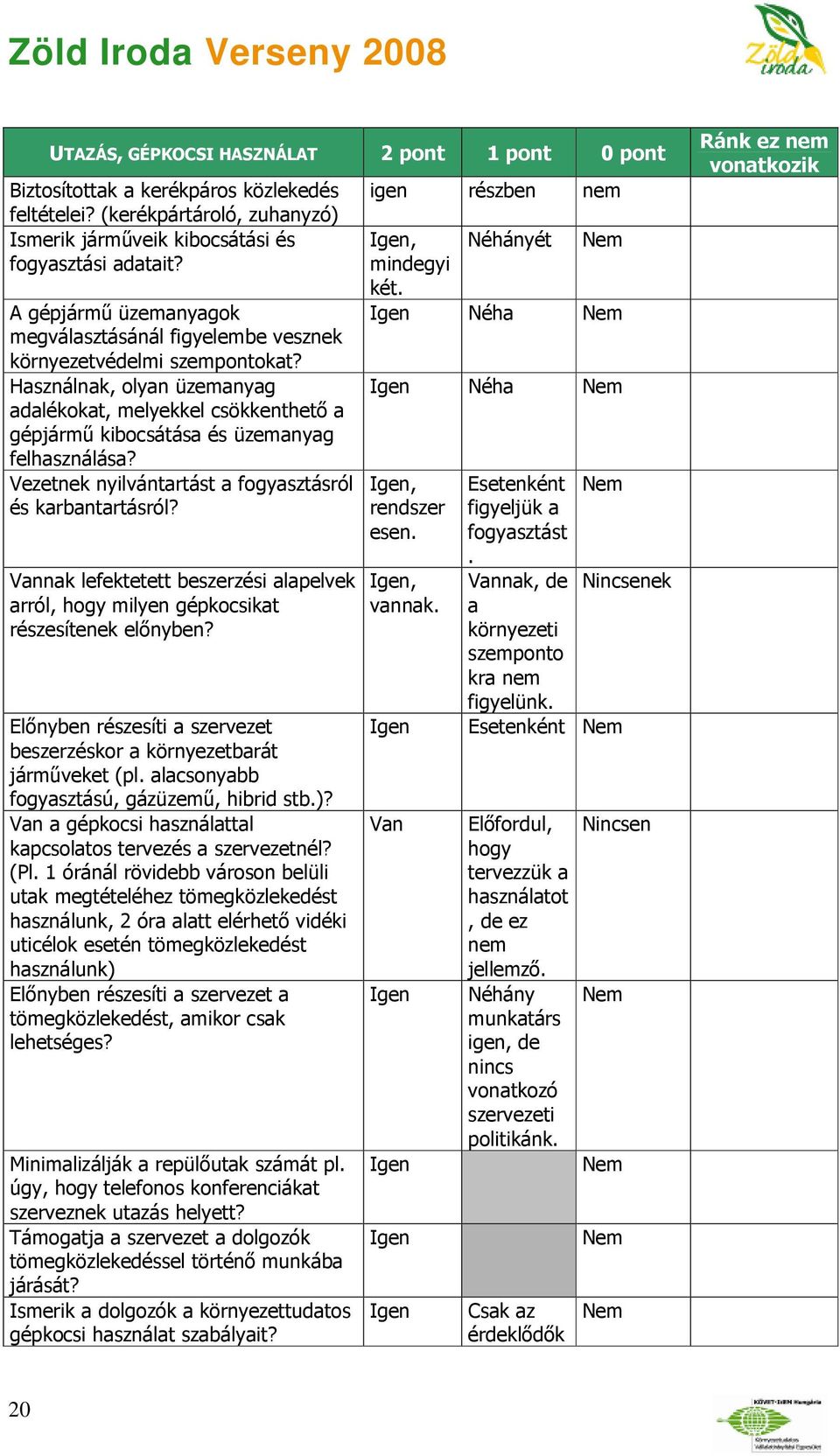 Használnak, olyan üzemanyag adalékokat, melyekkel csökkenthető a gépjármű kibocsátása és üzemanyag felhasználása? Vezetnek nyilvántartást a fogyasztásról és karbantartásról?