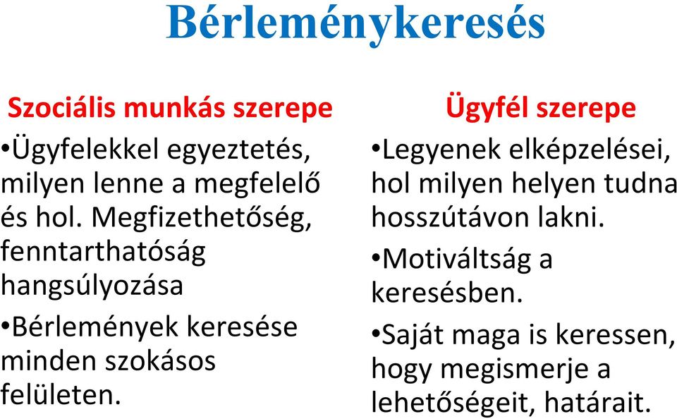 Megfizethetőség, fenntarthatóság hangsúlyozása Bérlemények keresése minden szokásos