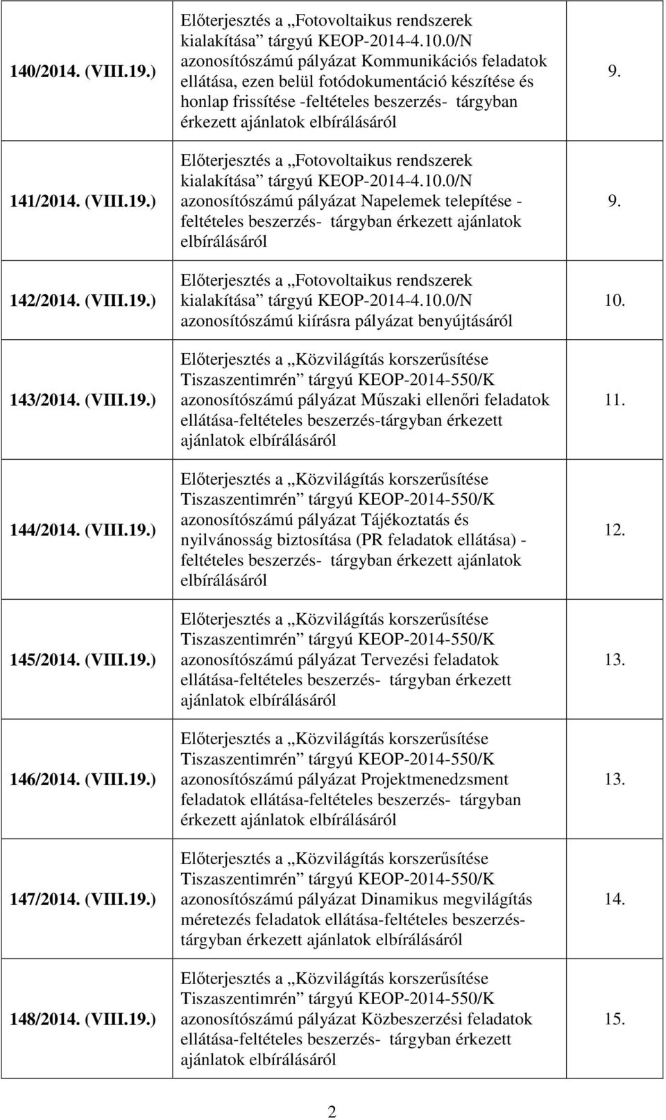 kialakítása tárgyú KEOP-2014-4.10.