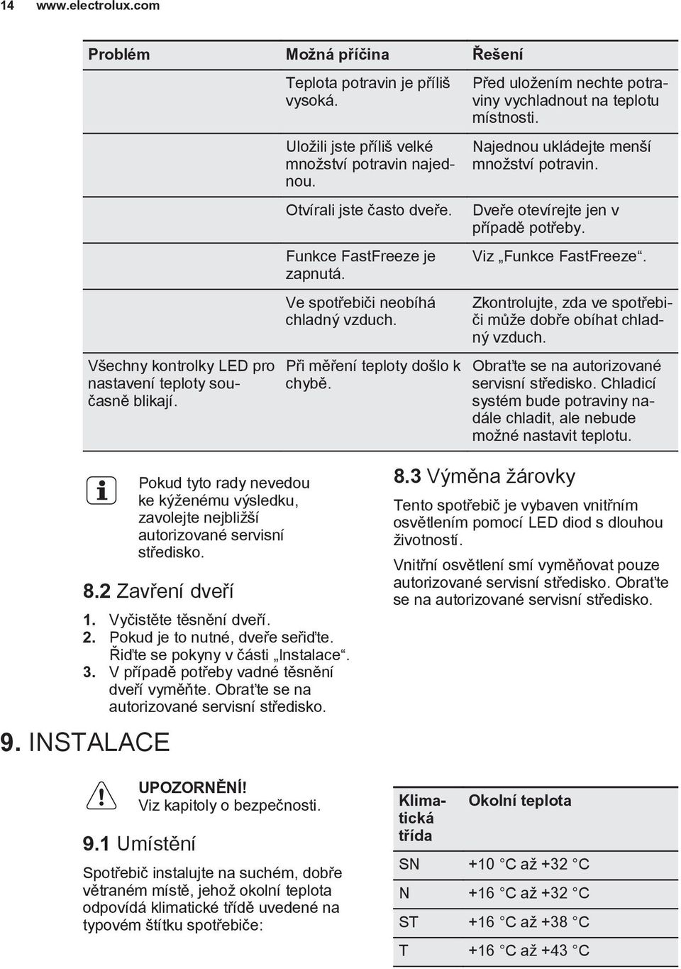 Před uložením nechte potraviny vychladnout na teplotu místnosti. Najednou ukládejte menší množství potravin. Dveře otevírejte jen v případě potřeby. Viz Funkce FastFreeze.