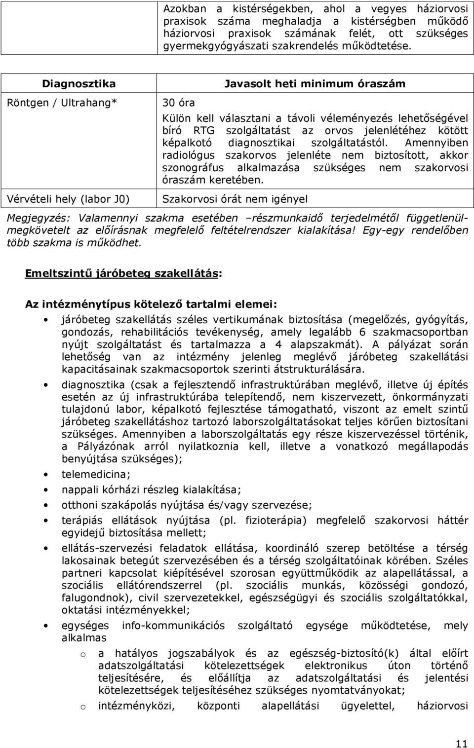 képalktó diagnsztikai szlgáltatástól. Amennyiben radilógus szakrvs jelenléte nem biztsíttt, akkr szngráfus alkalmazása szükséges nem szakrvsi óraszám keretében.