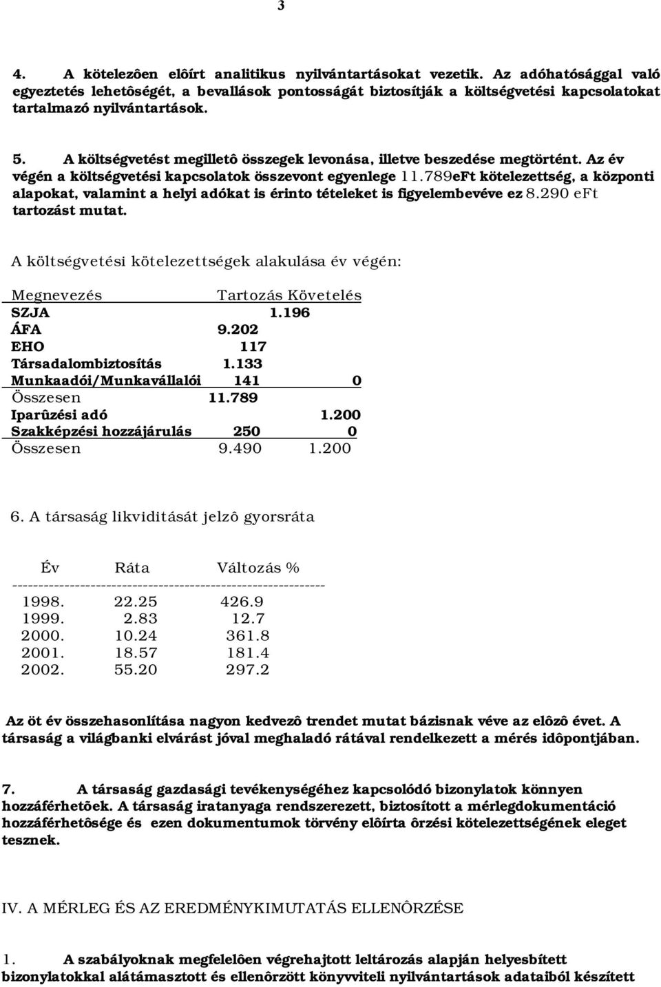 A költségvetést megilletô összegek levonása, illetve beszedése megtörtént. Az év végén a költségvetési kapcsolatok összevont egyenlege 11.