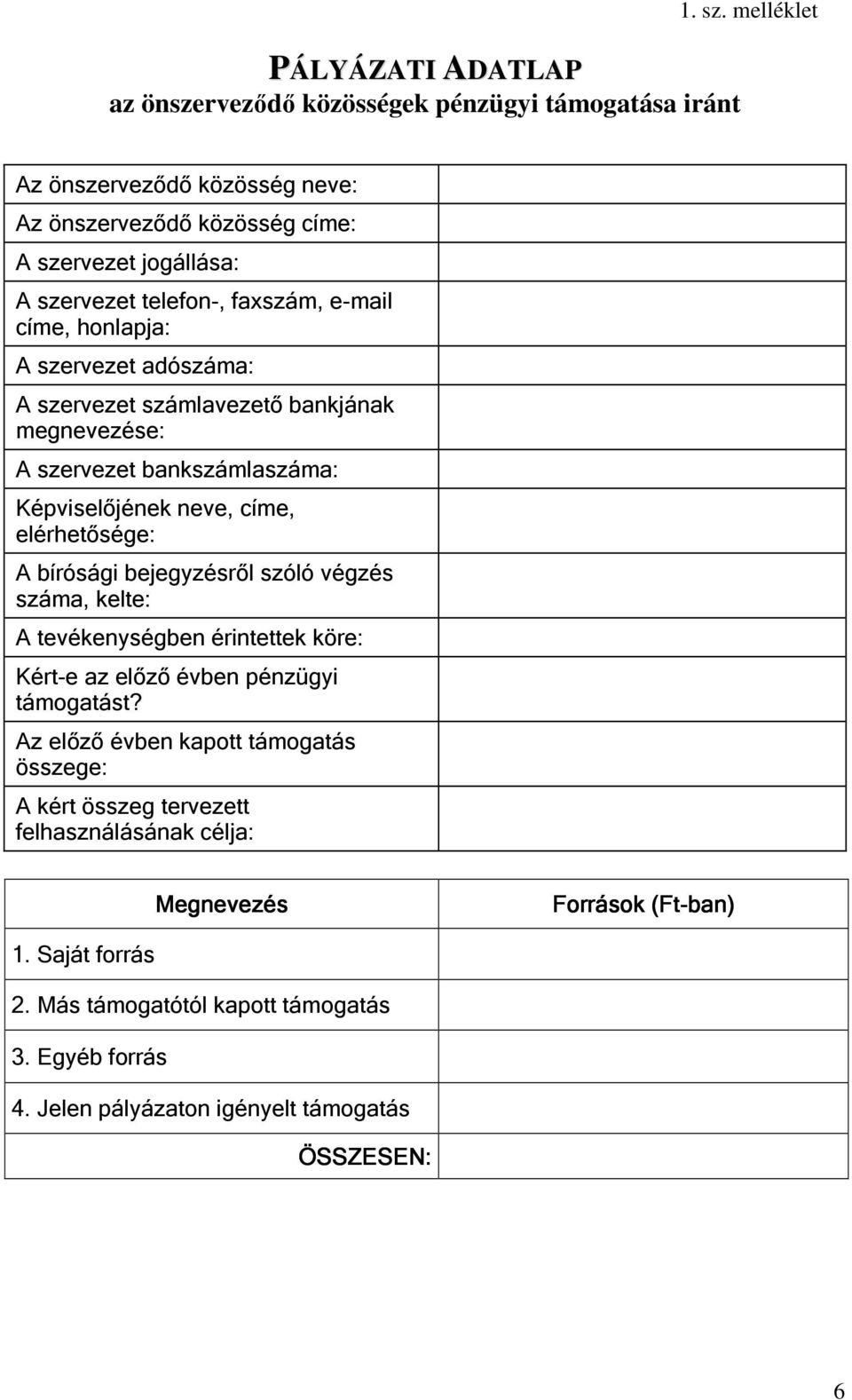 számlavezető bankjának megnevezése: A szervezet bankszámlaszáma: Képviselőjének neve, címe, elérhetősége: A bírósági bejegyzésről szóló végzés száma, kelte: A tevékenységben