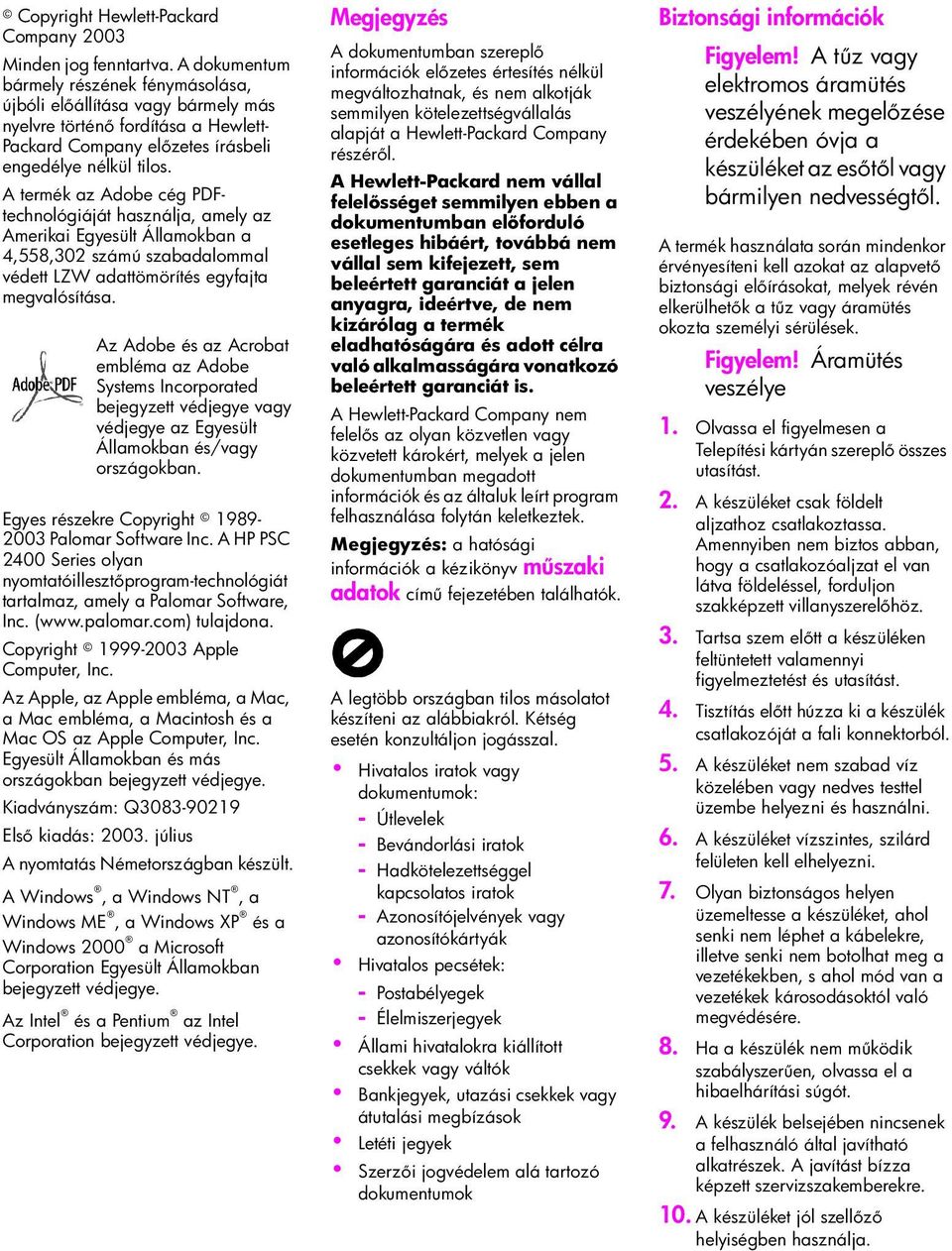 A termék az Adobe cég PDFtechnológiáját használja, amely az Amerikai Egyesült Államokban a 4,558,302 számú szabadalommal védett LZW adattömörítés egyfajta megvalósítása.