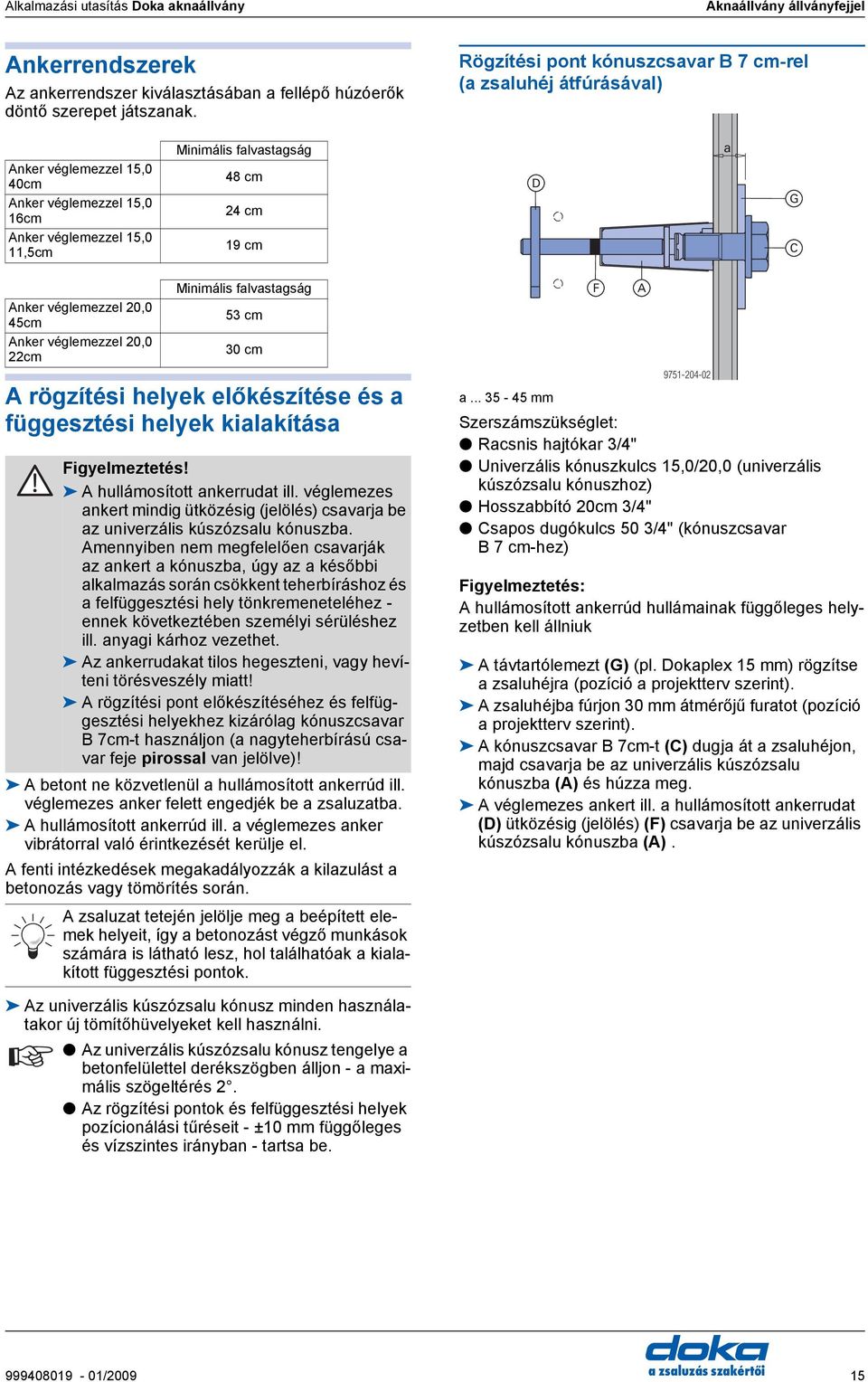 20,0 45cm nker véglemezzel 20,0 22cm Minimális flvstgság 53 cm 30 cm rögzítési helyek előkészítése és függesztési helyek kilkítás Figyelmeztetés! hullámosított nkerrudt ill.