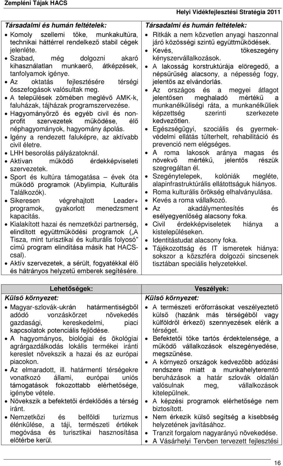 A települések zömében meglévő AMK-k, faluházak, tájházak programszervezése. Hagyományőrző és egyéb civil és nonprofit szervezetek működése, élő néphagyományok, hagyomány ápolás.