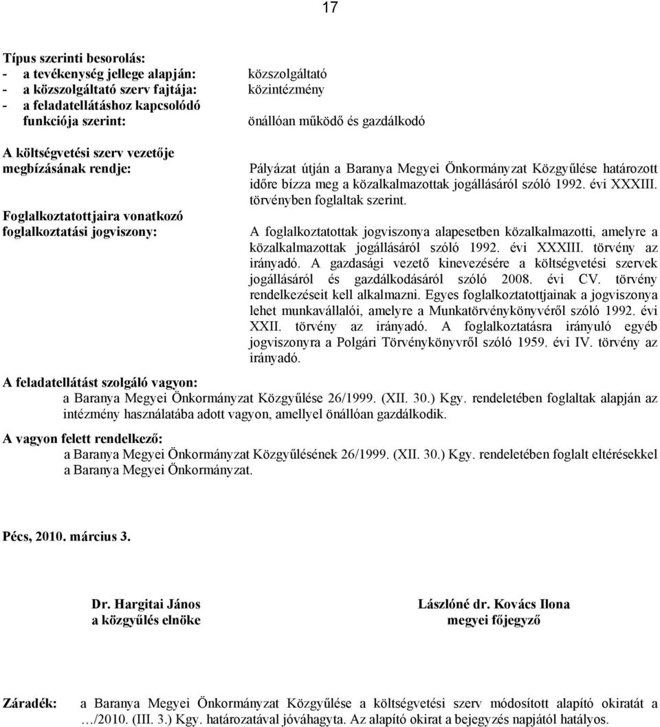 bízza meg a közalkalmazottak jogállásáról szóló 1992. évi XXXIII. törvényben foglaltak szerint.