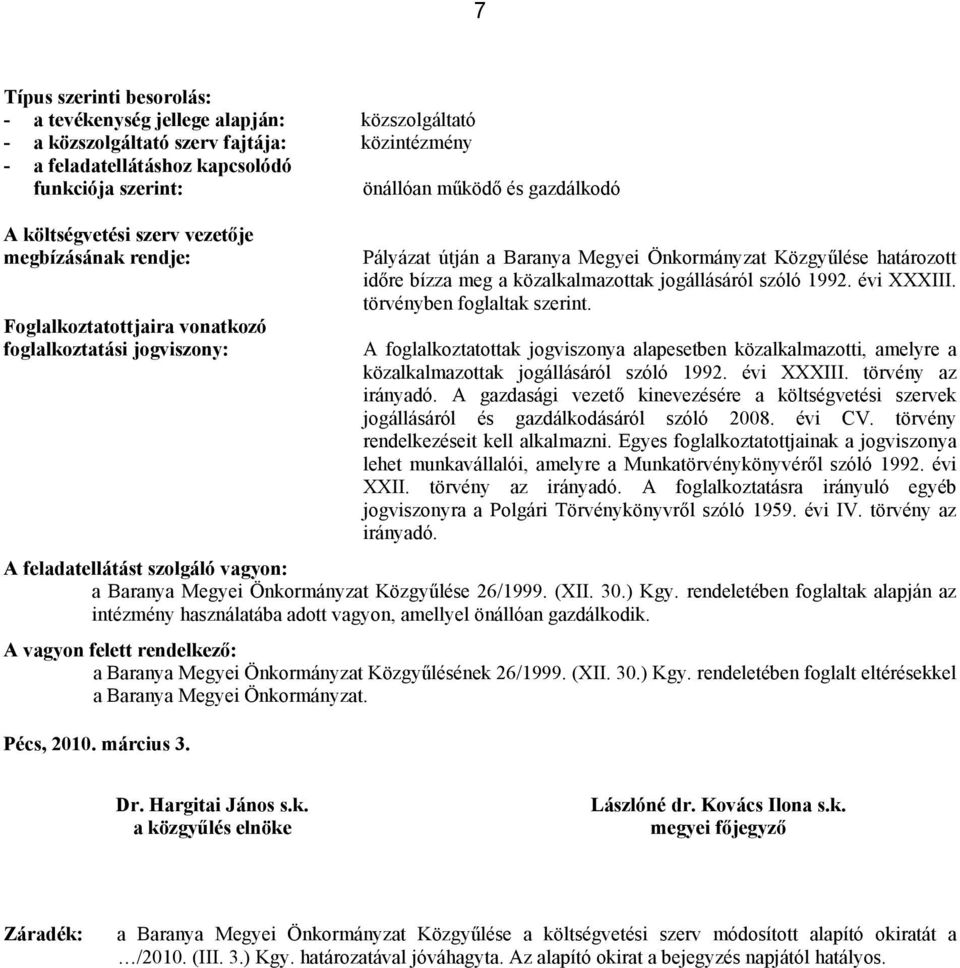 bízza meg a közalkalmazottak jogállásáról szóló 1992. évi XXXIII. törvényben foglaltak szerint.