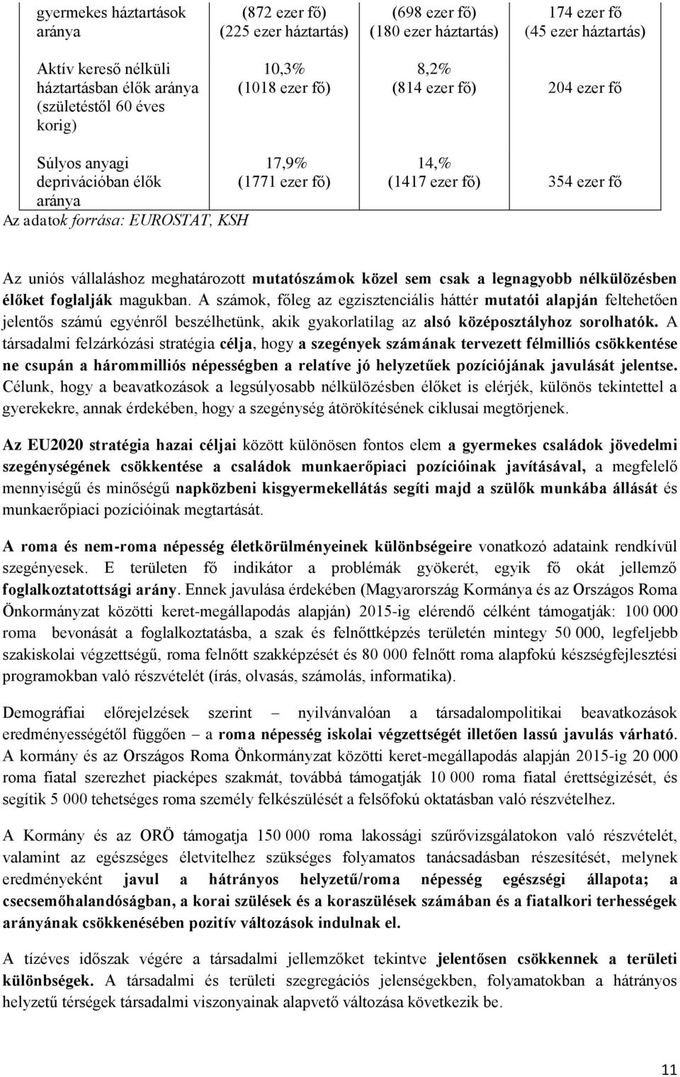 vállaláshoz meghatározott mutatószámok közel sem csak a legnagyobb nélkülözésben élőket foglalják magukban.