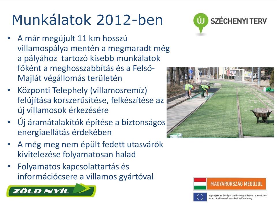 korszerűsítése, felkészítése az új villamosok érkezésére Új áramátalakítók építése a biztonságos energiaellátás érdekében