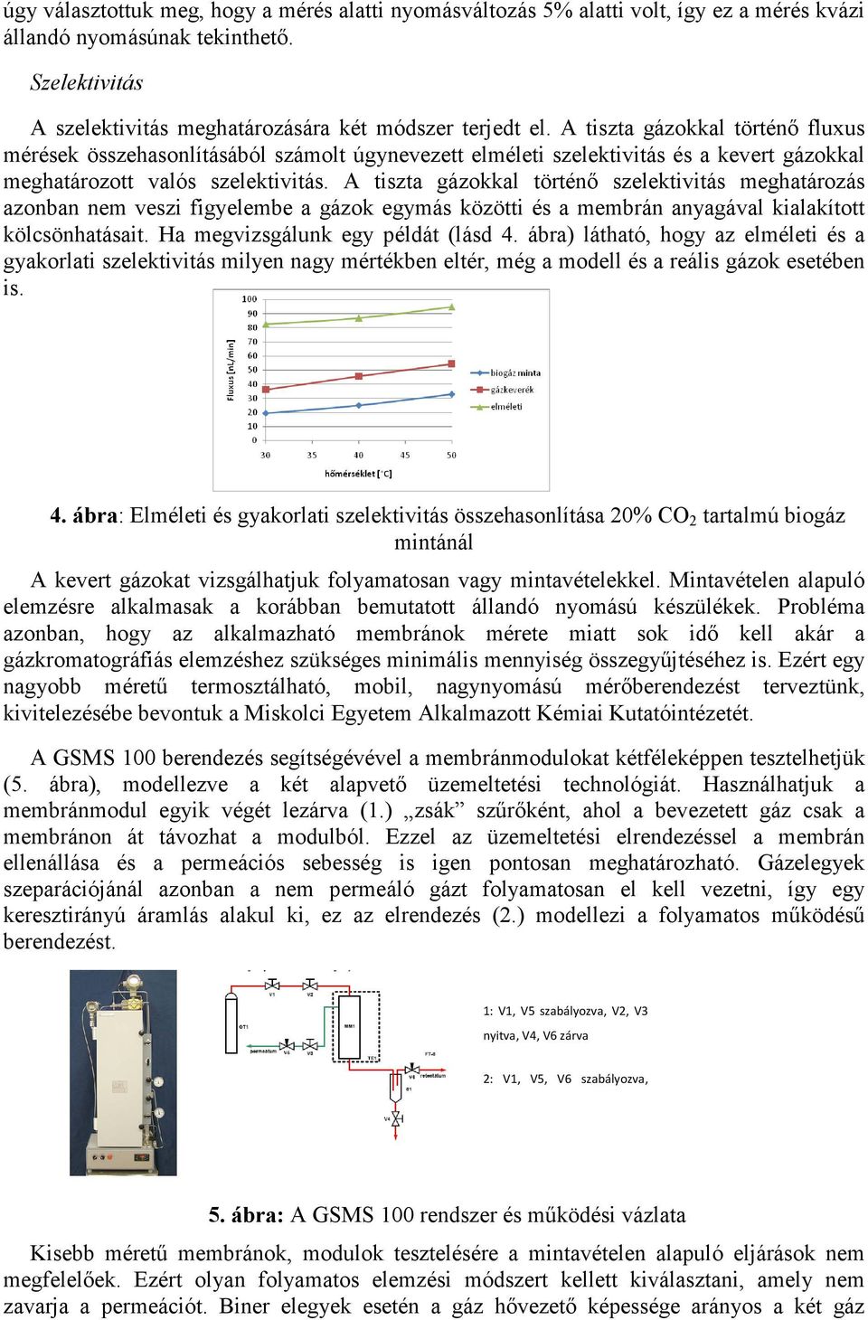 A tiszta gázokkal történő szelektivitás meghatározás azonban nem veszi figyelembe a gázok egymás közötti és a membrán anyagával kialakított kölcsönhatásait. Ha megvizsgálunk egy példát (lásd 4.