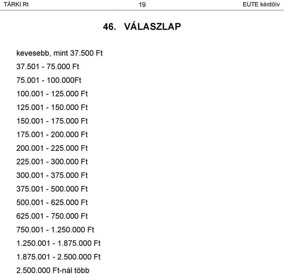 000 Ft 225.001-300.000 Ft 300.001-375.000 Ft 375.001-500.000 Ft 500.001-625.000 Ft 625.