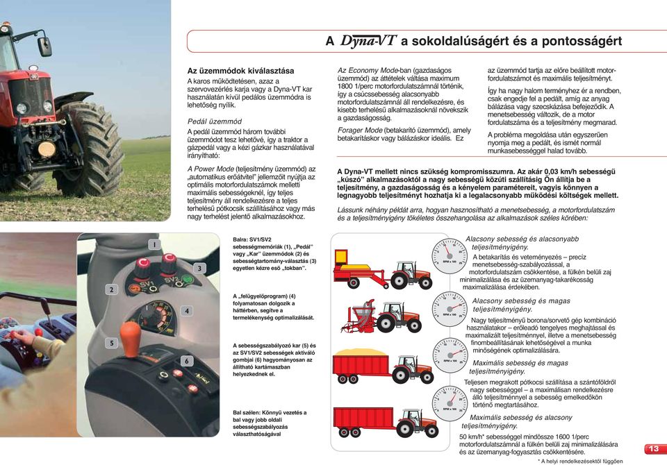 erőátvitel jellemzőit nyújtja az optimális motorfordulatszámok melletti maximális sebességeknél, így teljes teljesítmény áll rendelkezésre a teljes terhelésű pótkocsik szállításához vagy más nagy