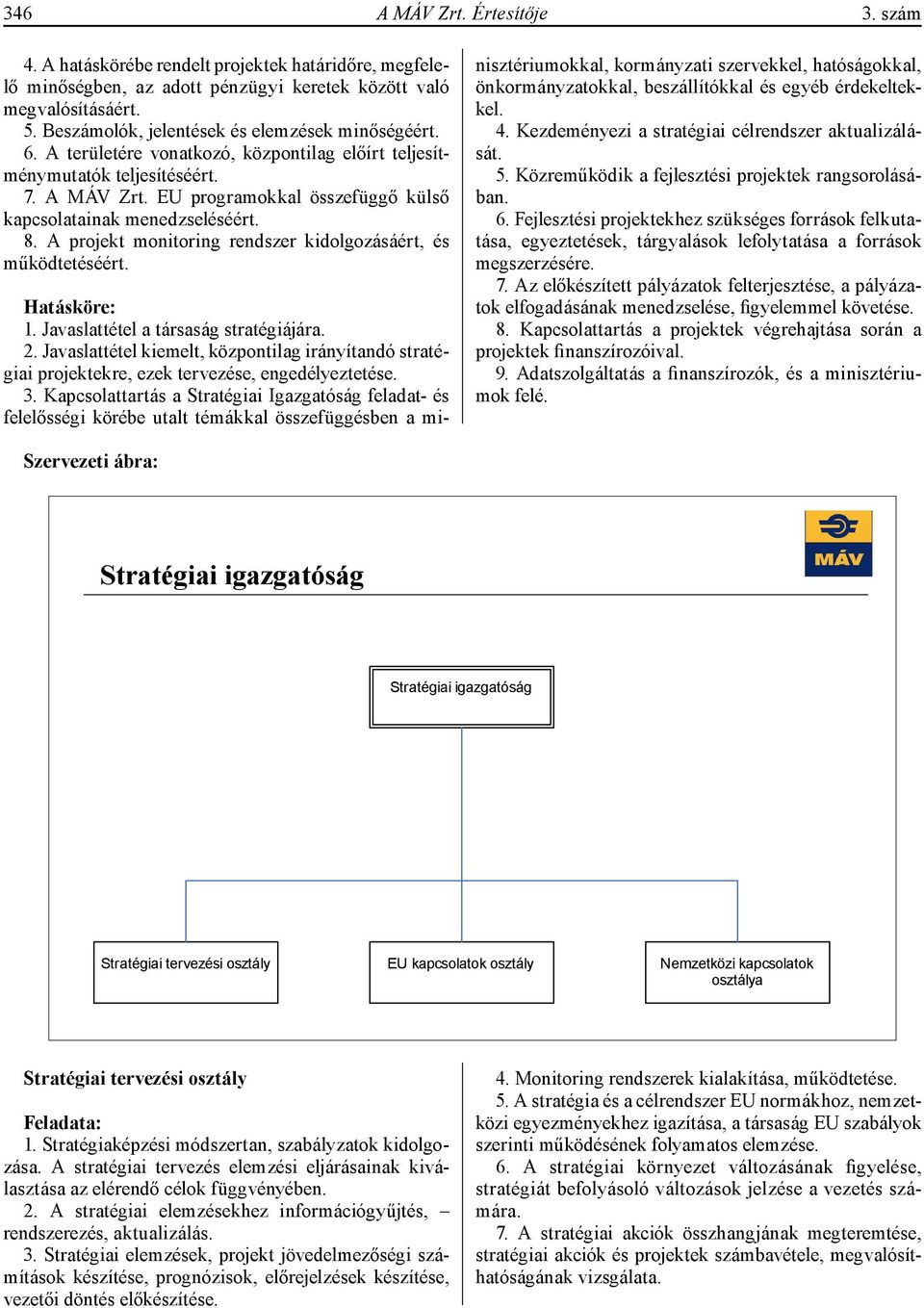 EU programokkal összefüggő külső kapcsolatainak menedzseléséért. 8. A projekt monitoring rendszer kidolgozásáért, és működtetéséért. 1. Javaslattétel a társaság stratégiájára. 2.